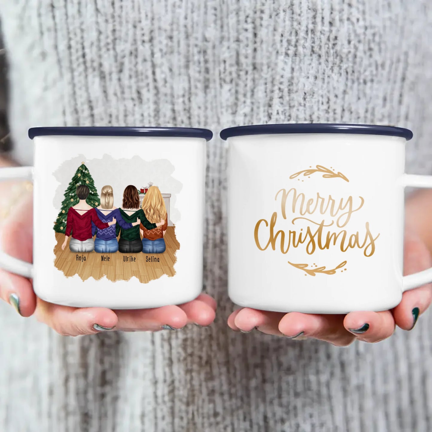 Personalisierte Tasse für Beste Schwestern (4 Schwestern) - Weihnachtstasse