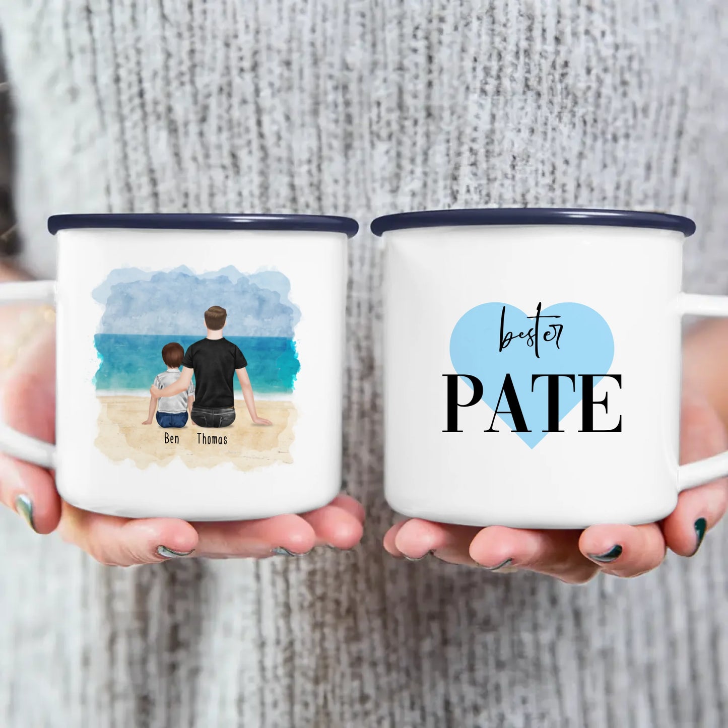 Personalisierte Tasse - Bester Pate (1 Kind + 1 Mann)