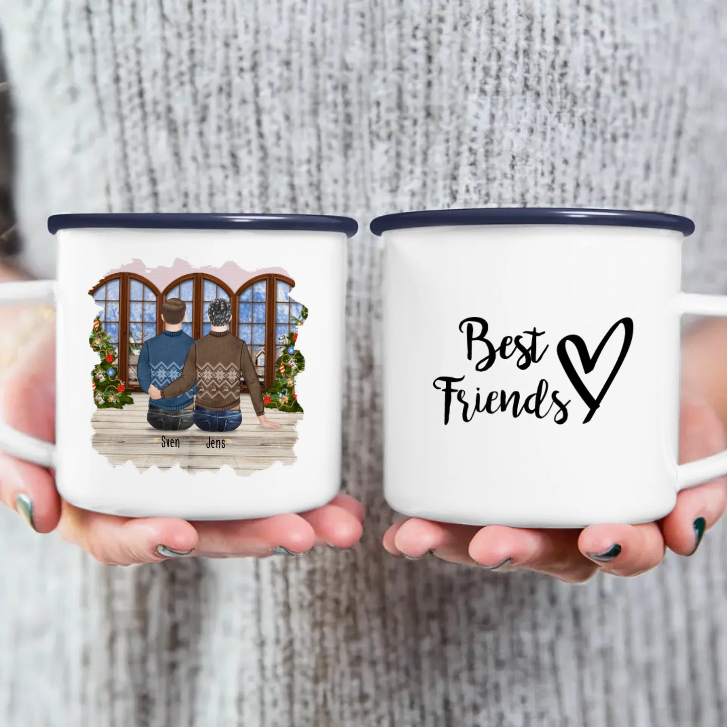 Personalisierte Tasse - Beste Freunde (2 Männer) - Weihnachtstasse