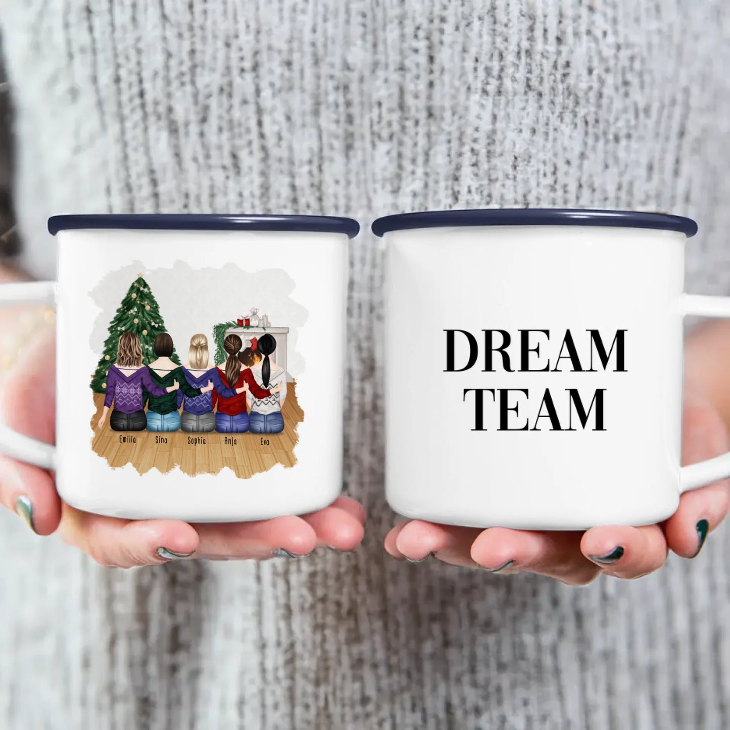 Personalisierte Tasse für Beste Freundinnen (5 Freundinnen) - Weihnachtstasse