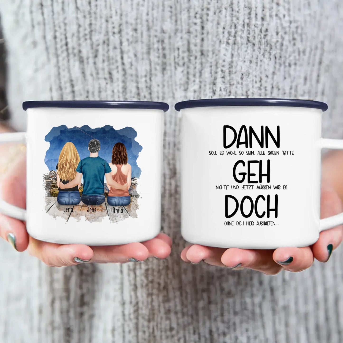 Personalisierte Tasse Kollegen (2 Frauen + 1 Mann) - Abschiedsgeschenk