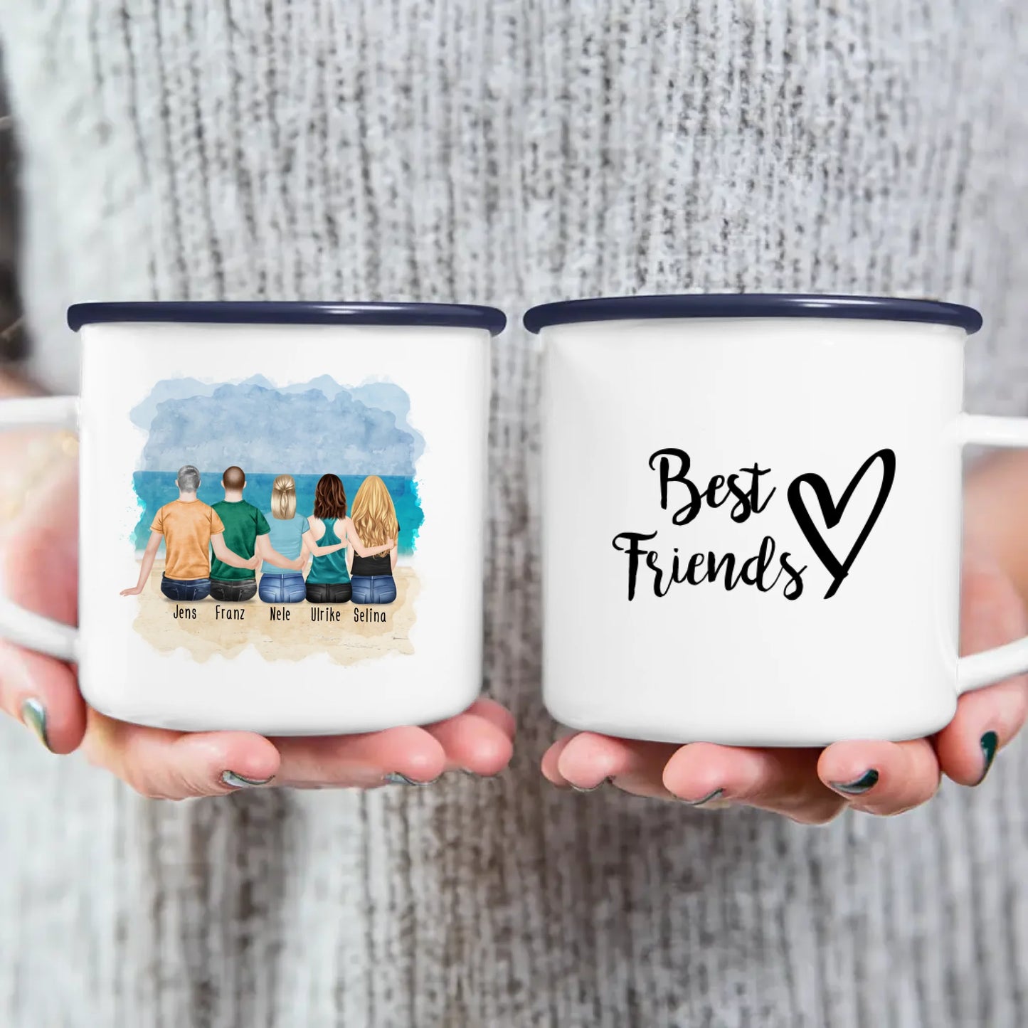 Personalisierte Tasse - Beste Freunde (3 Frauen + 2 Männer)