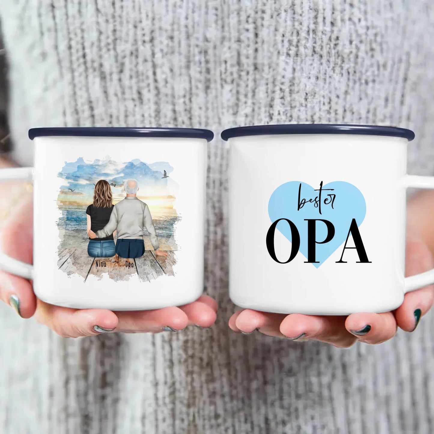 Personalisierte Tasse für Opa (1 Frau + 1 Opa)