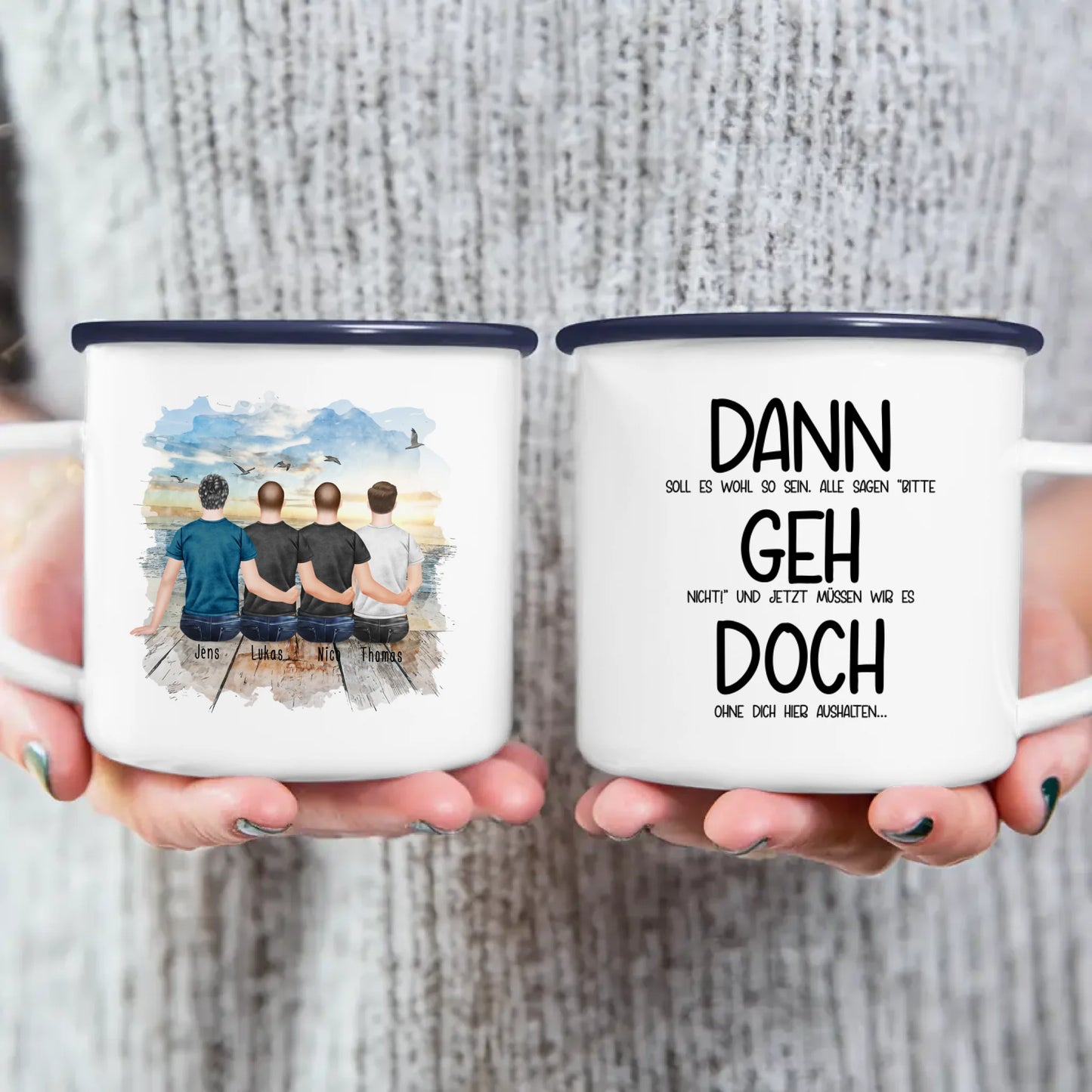 Personalisierte Tasse Kollegen (4 Männer) - Abschiedsgeschenk