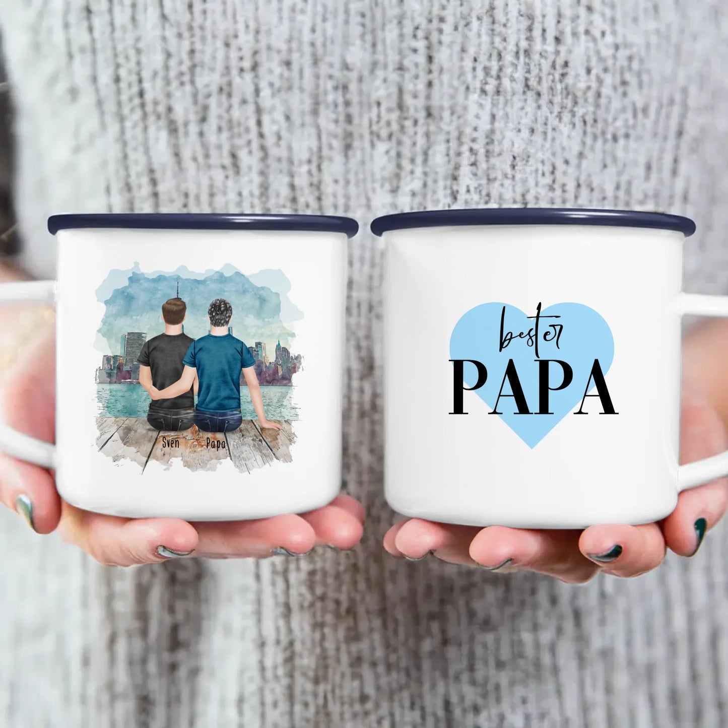 Personalisierte Tasse mit Vater/Sohn (1 Sohn)