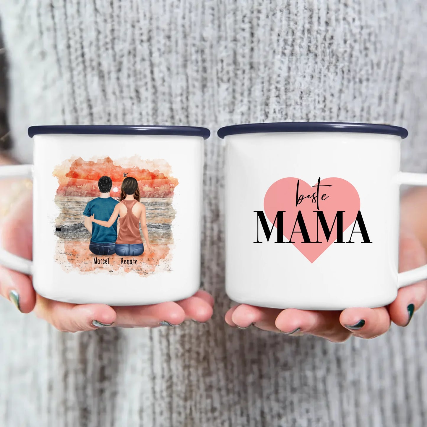 Personalisierte Tasse mit Mutter/Sohn (1 Sohn)