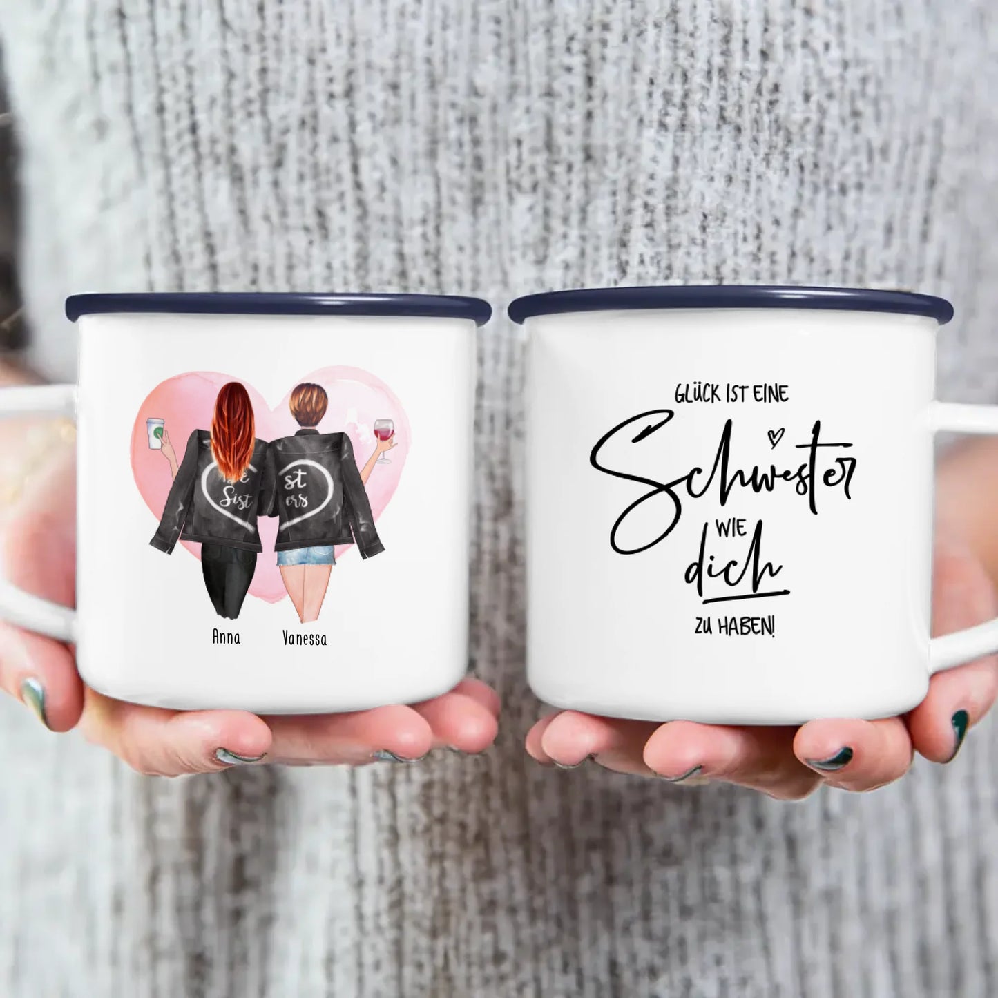 Personalisierte Beste Schwestern Tasse mit Jacke