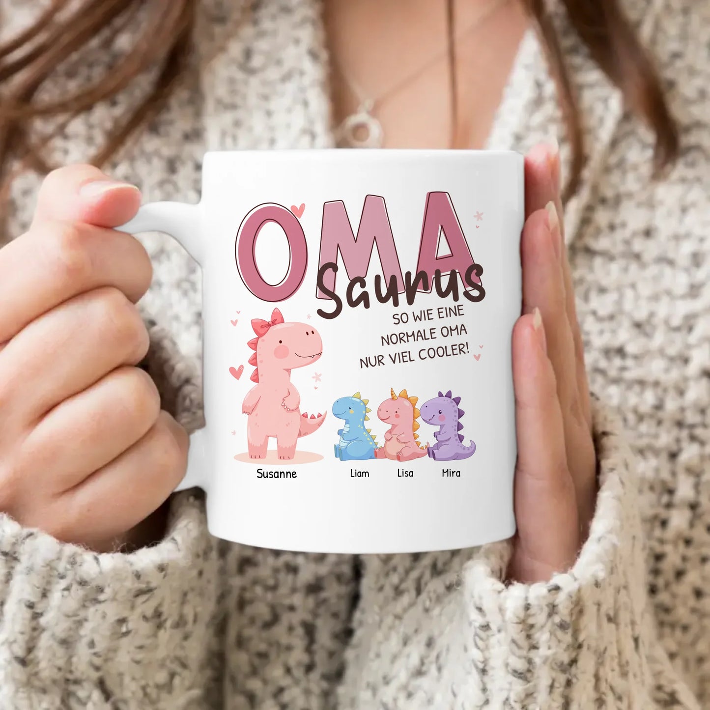 Personalisierte Tasse - Omasaurus mit 1-10 Kindern