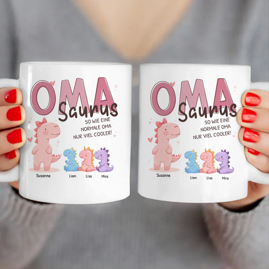 Personalisierte Tasse - Omasaurus mit 1-10 Kindern