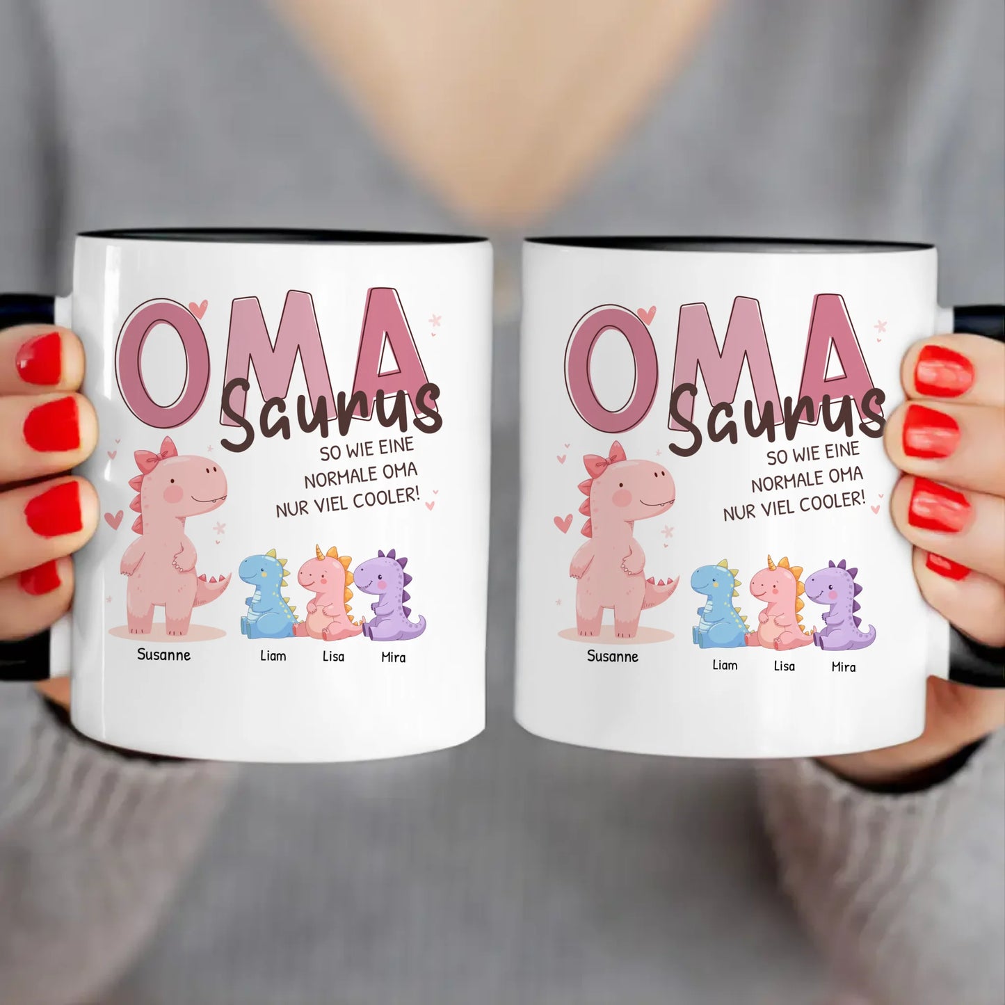 Personalisierte Tasse - Omasaurus mit 1-10 Kindern