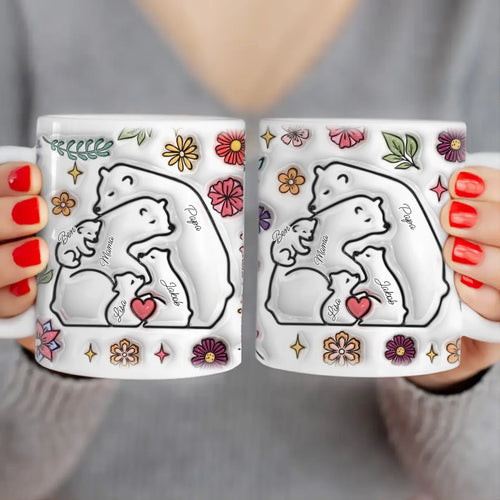 Personalisierte Tasse - Bärenfamilie mit 1-7 Kindern