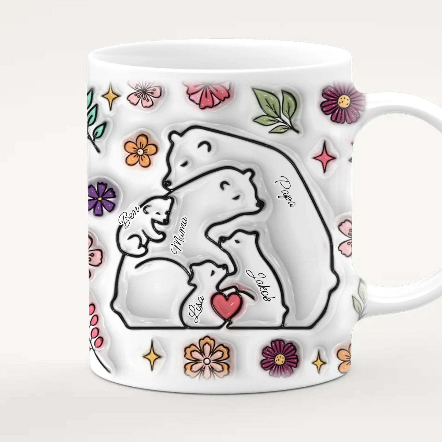 Personalisierte Tasse - Bärenfamilie mit 1-7 Kindern