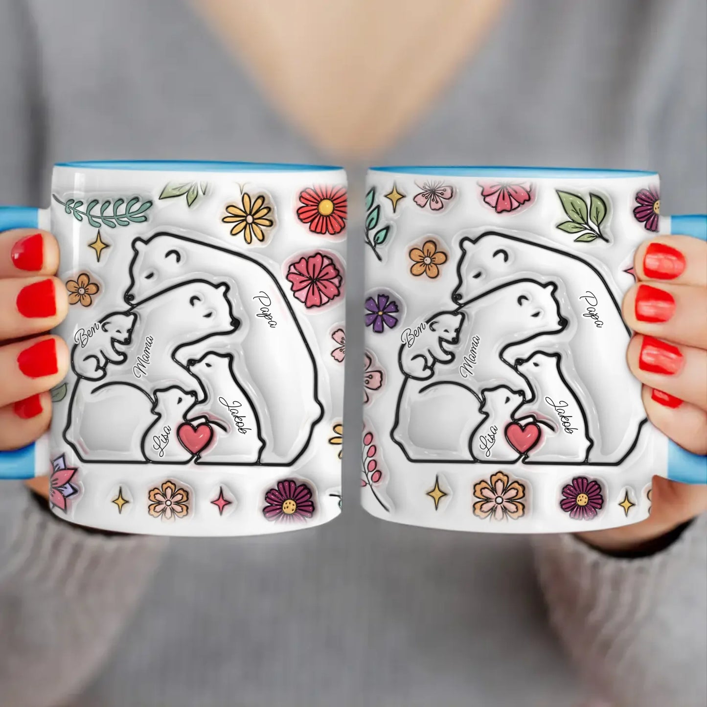 Personalisierte Tasse - Bärenfamilie mit 1-7 Kindern