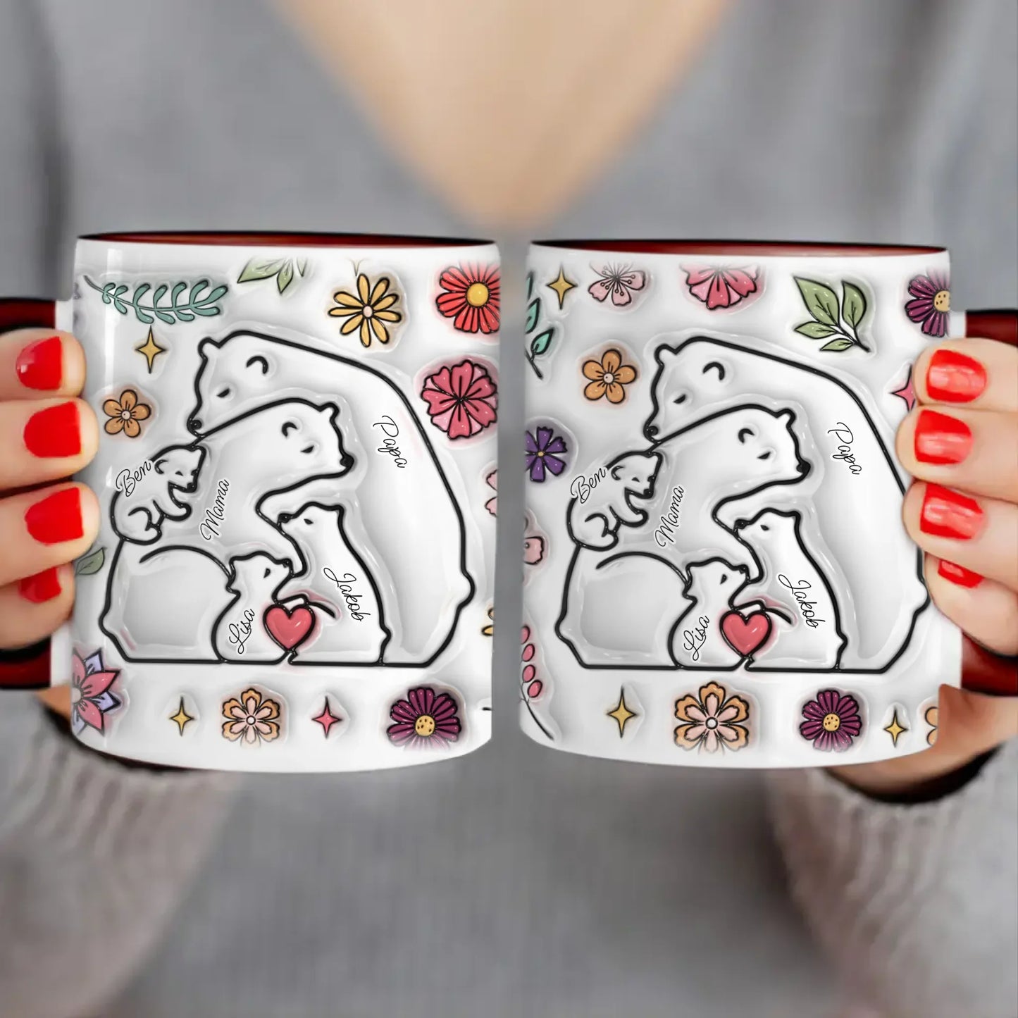 Personalisierte Tasse - Bärenfamilie mit 1-7 Kindern