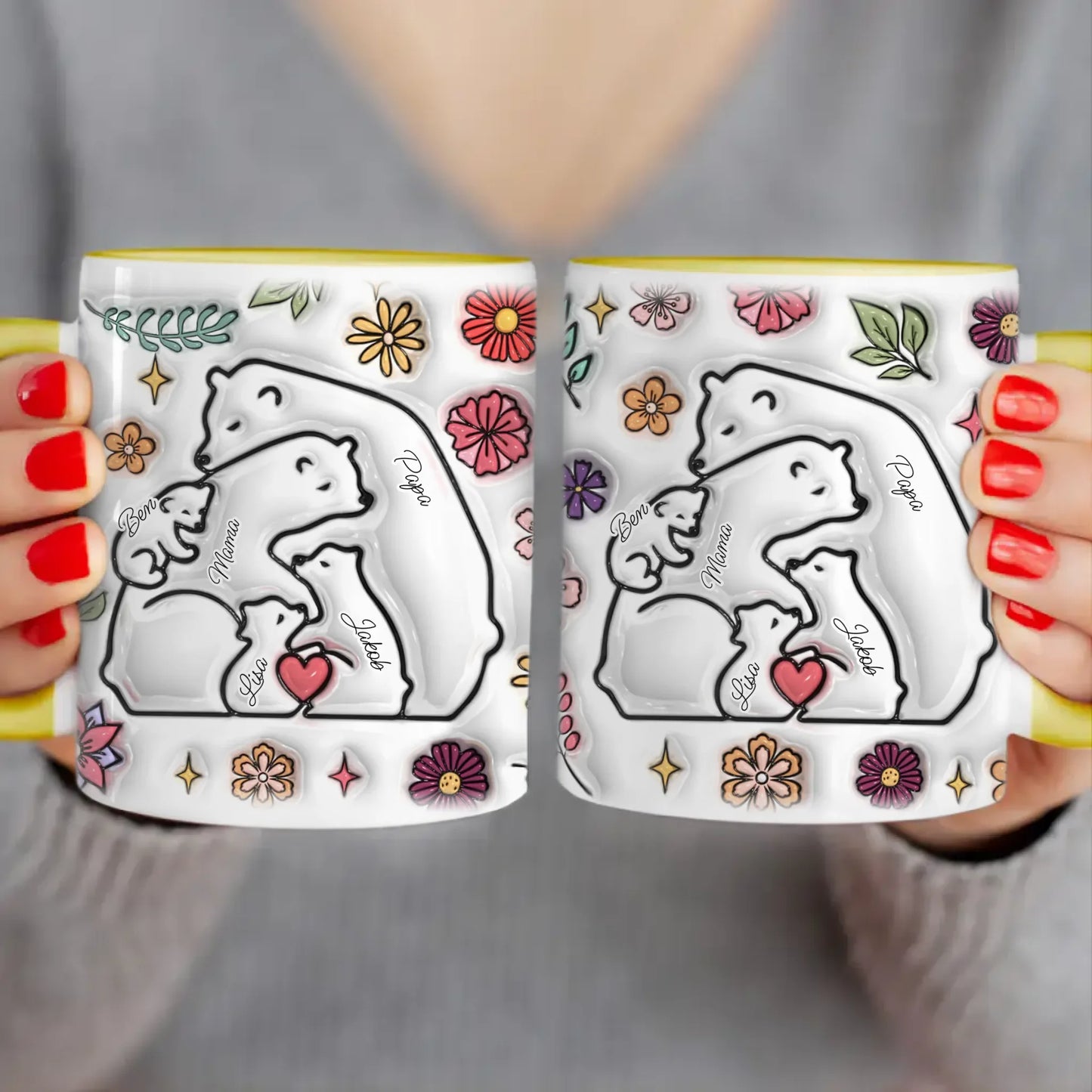 Personalisierte Tasse - Bärenfamilie mit 1-7 Kindern