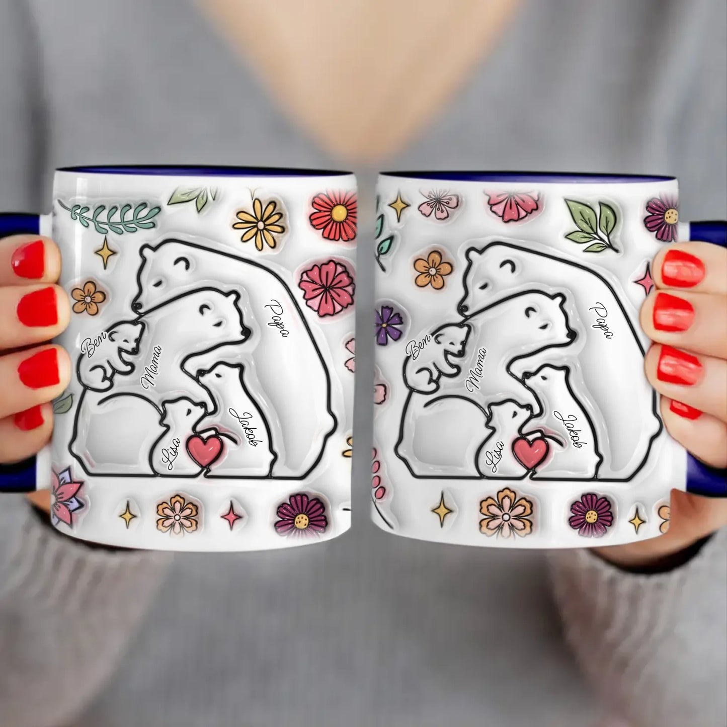 Personalisierte Tasse - Bärenfamilie mit 1-7 Kindern