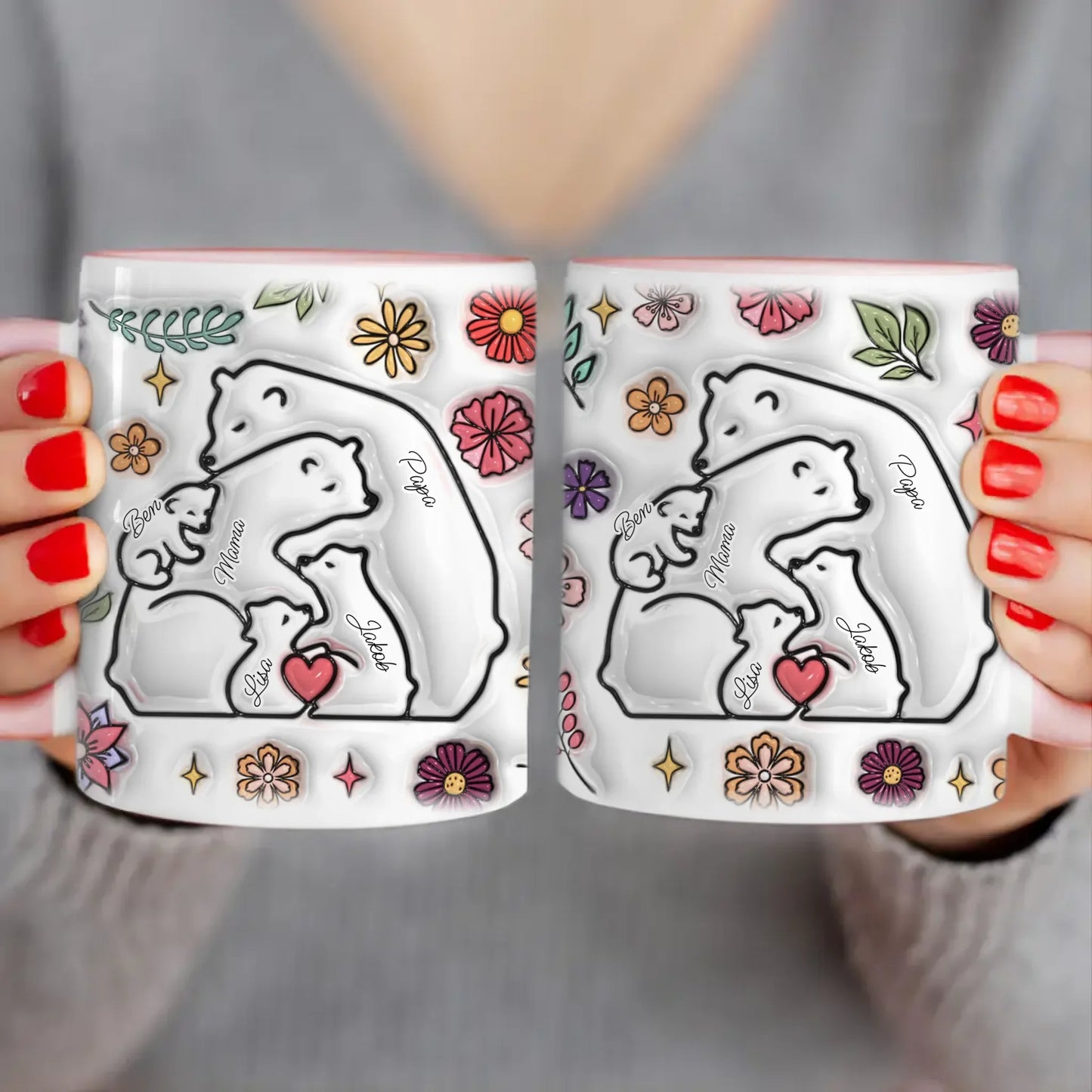 Personalisierte Tasse - Bärenfamilie mit 1-7 Kindern