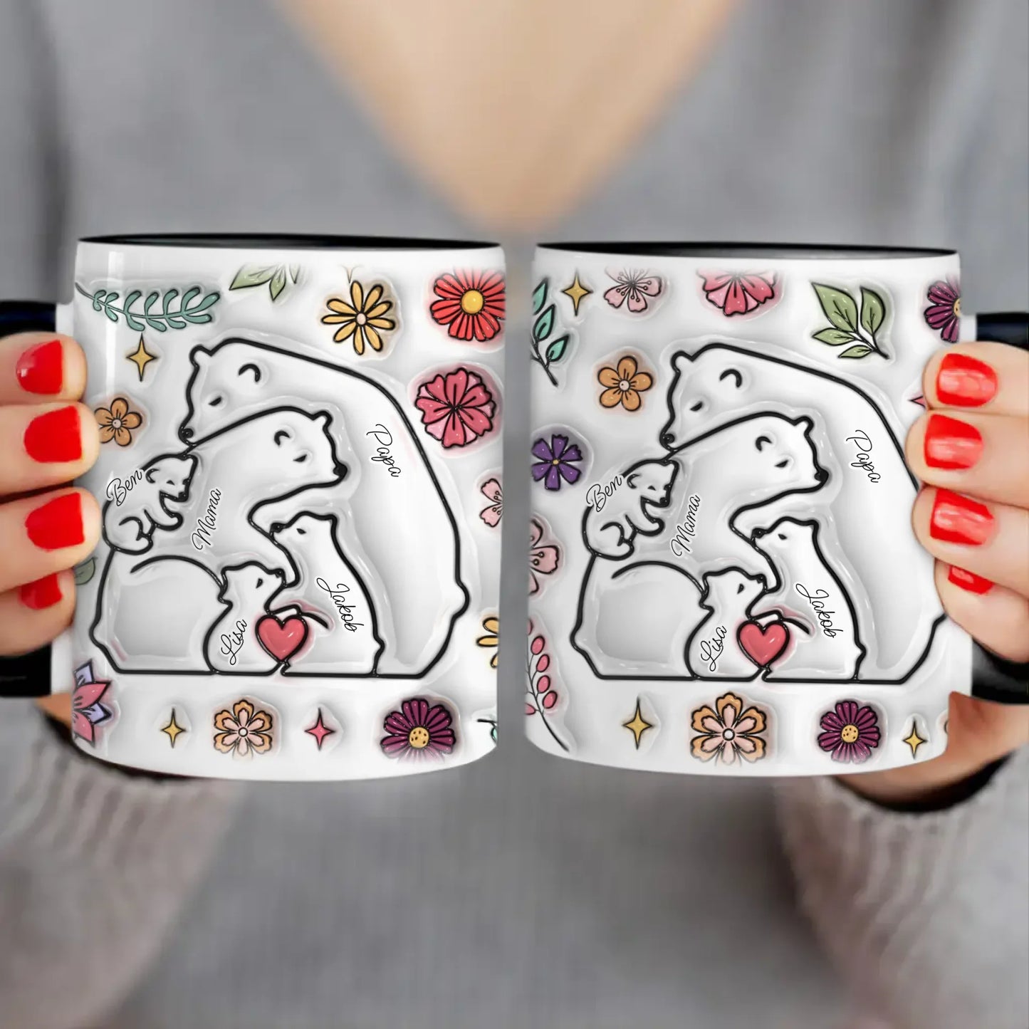 Personalisierte Tasse - Bärenfamilie mit 1-7 Kindern