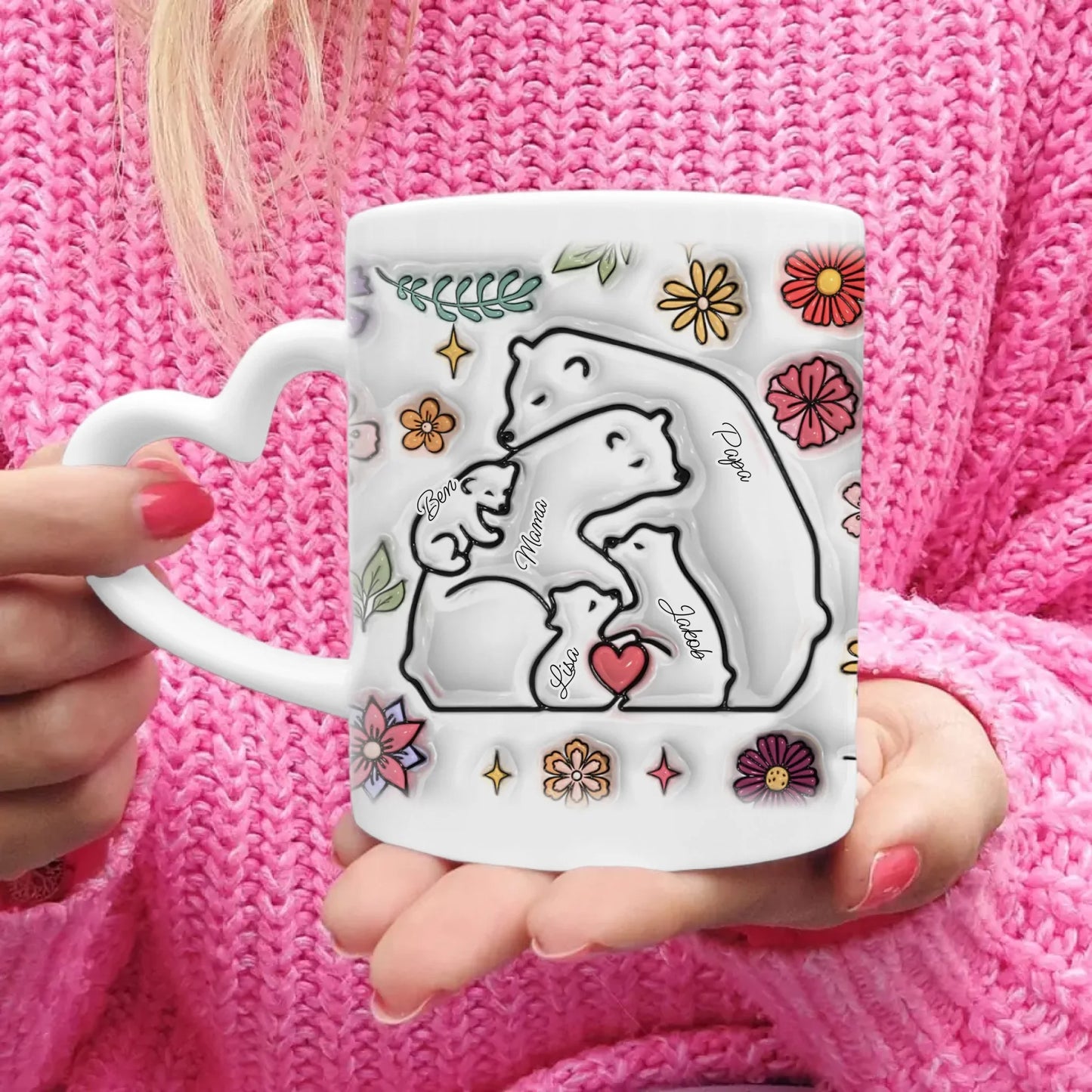 Personalisierte Tasse - Bärenfamilie mit 1-7 Kindern