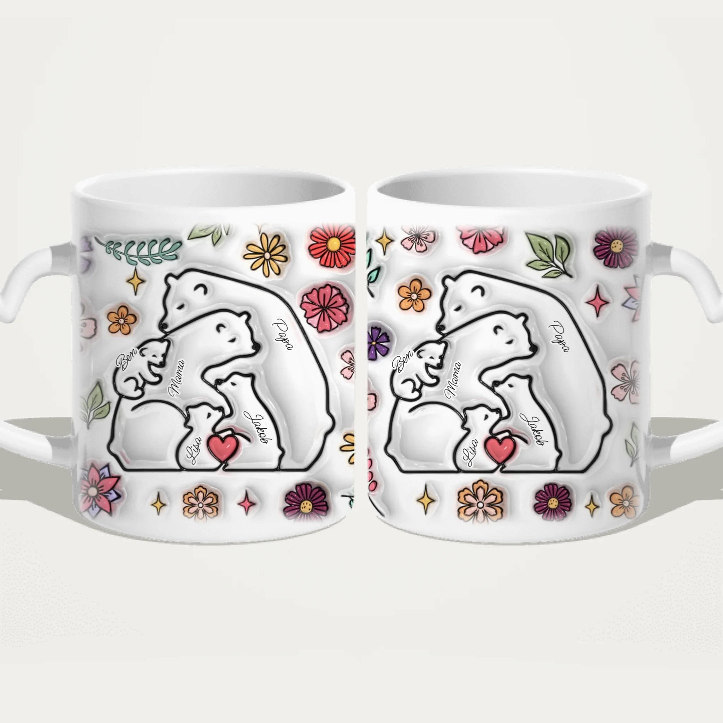 Personalisierte Tasse - Bärenfamilie mit 1-7 Kindern