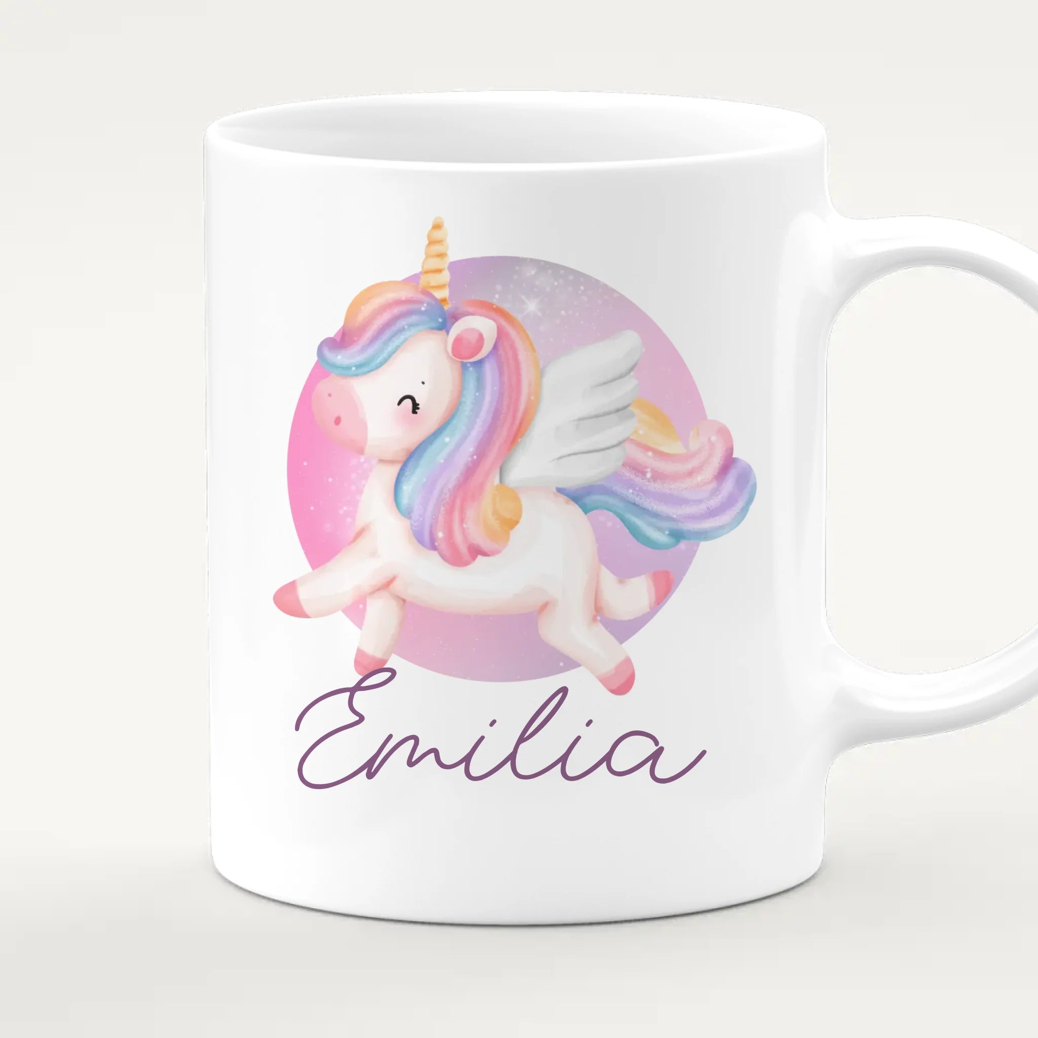 Personalisierte Kindertasse mit Einhorn und Namen