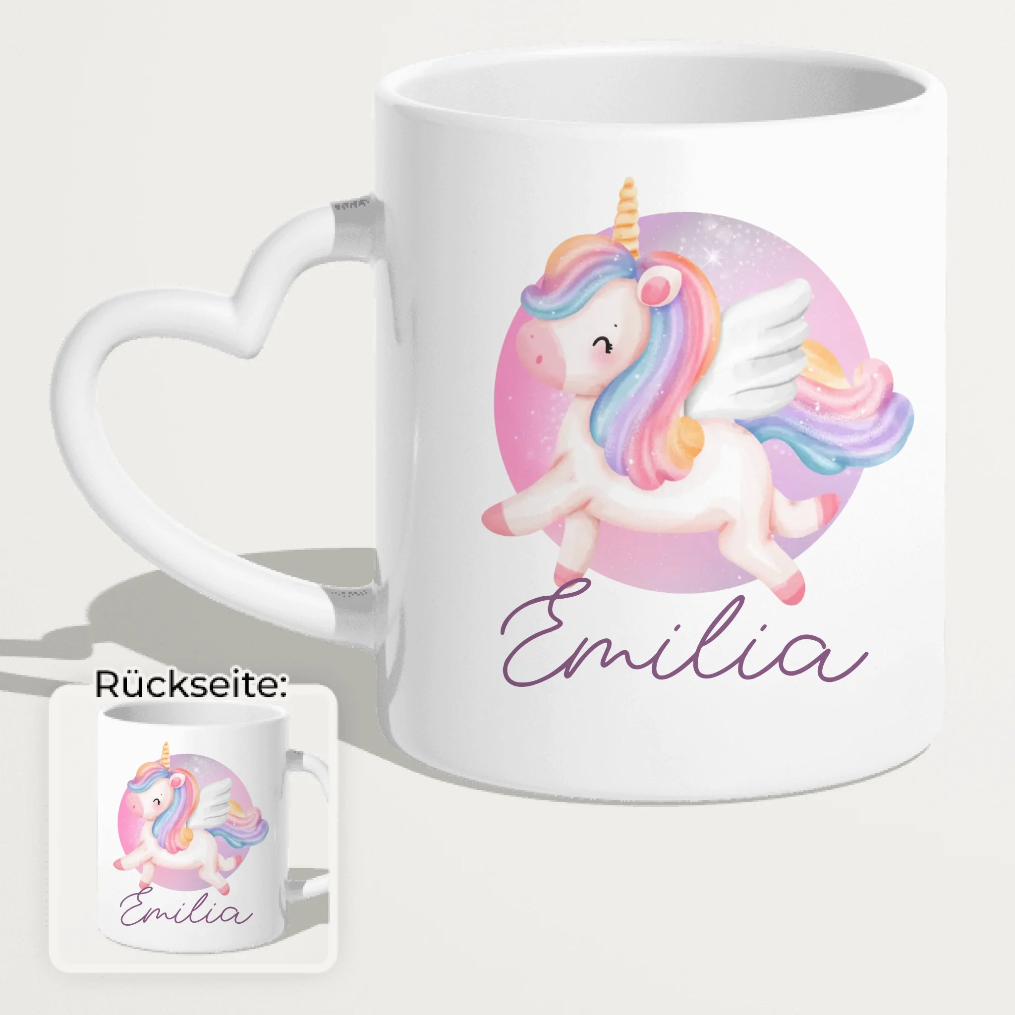 Personalisierte Kindertasse mit Einhorn und Namen