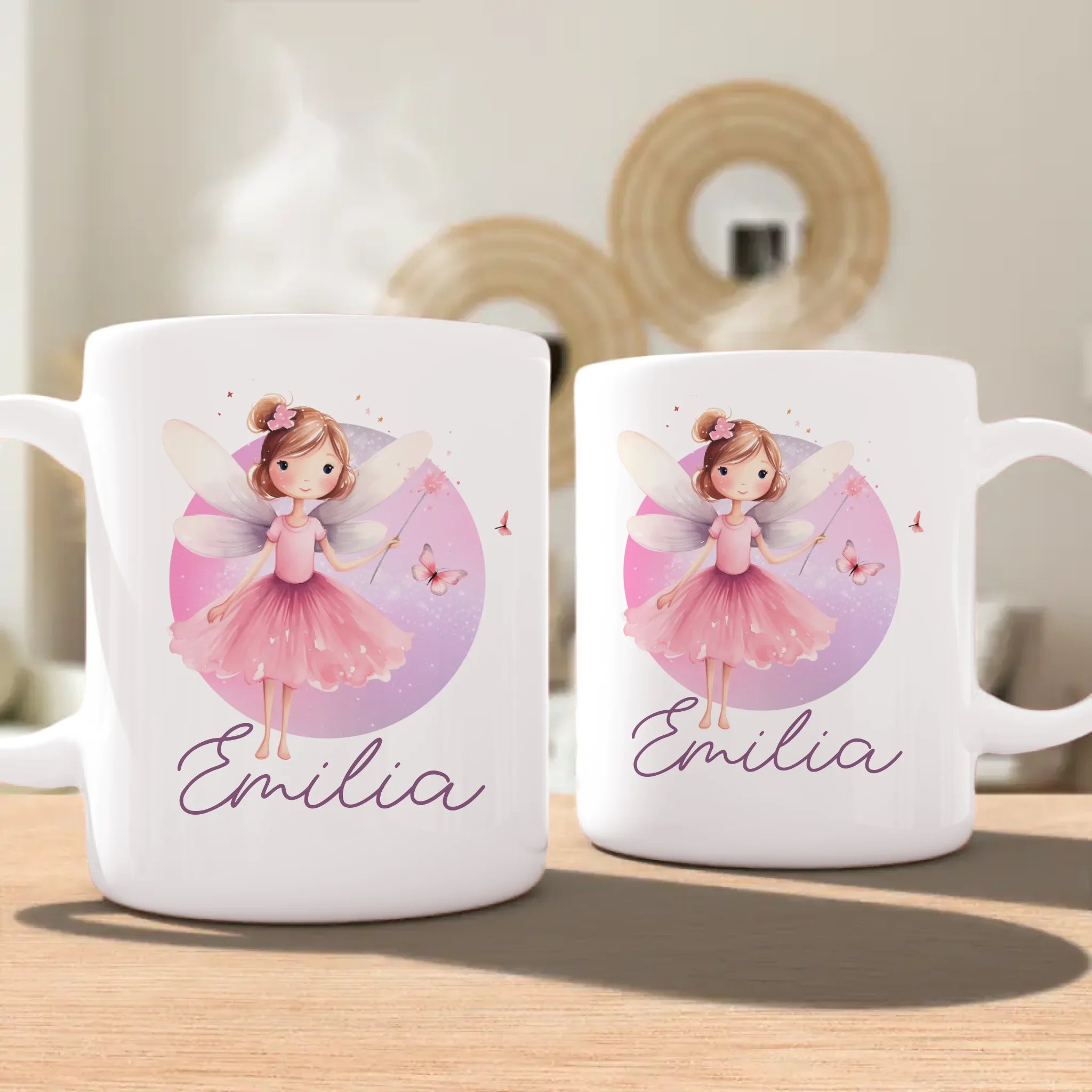 Personalisierte Kindertasse mit Fee und Namen