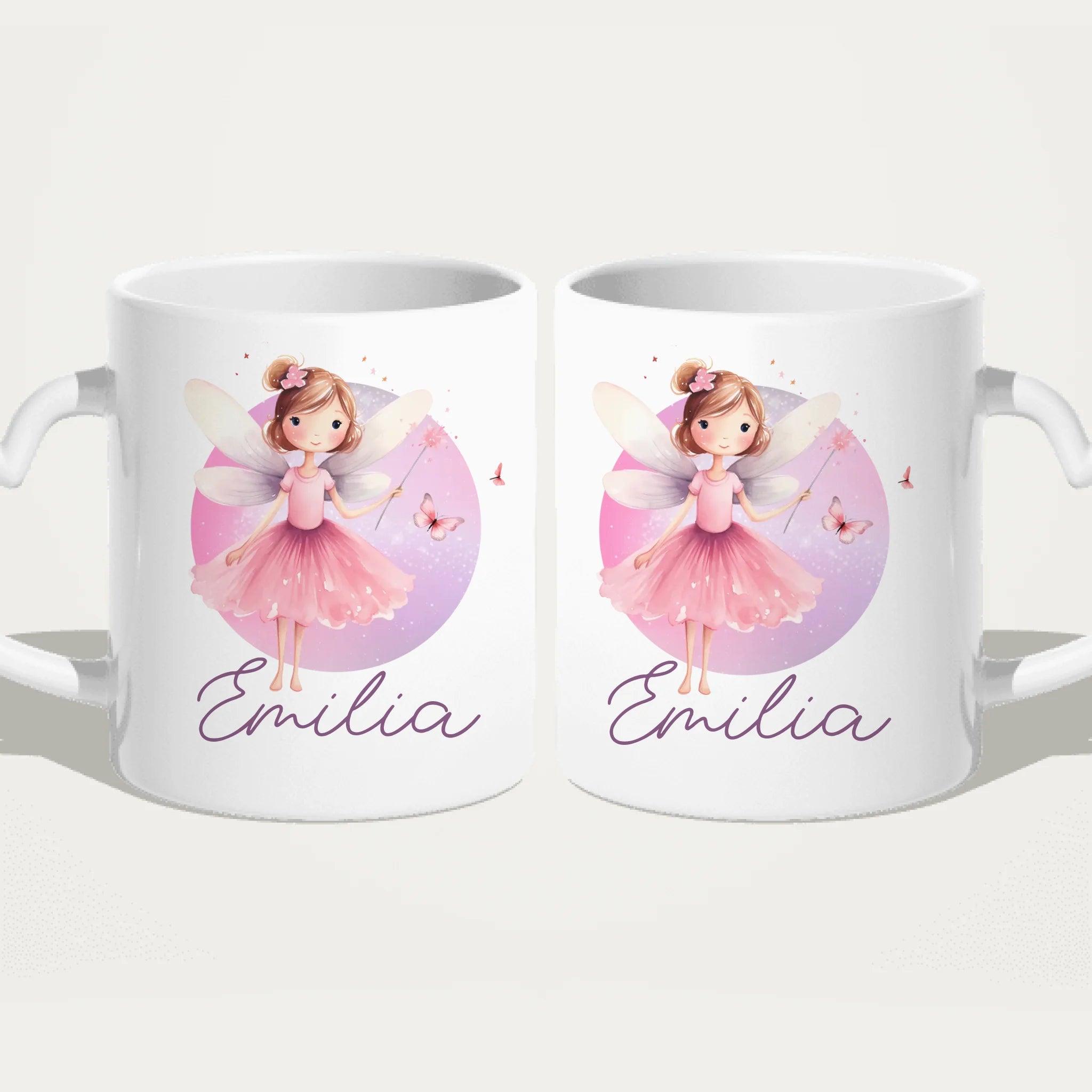 Personalisierte Kindertasse mit Fee und Namen
