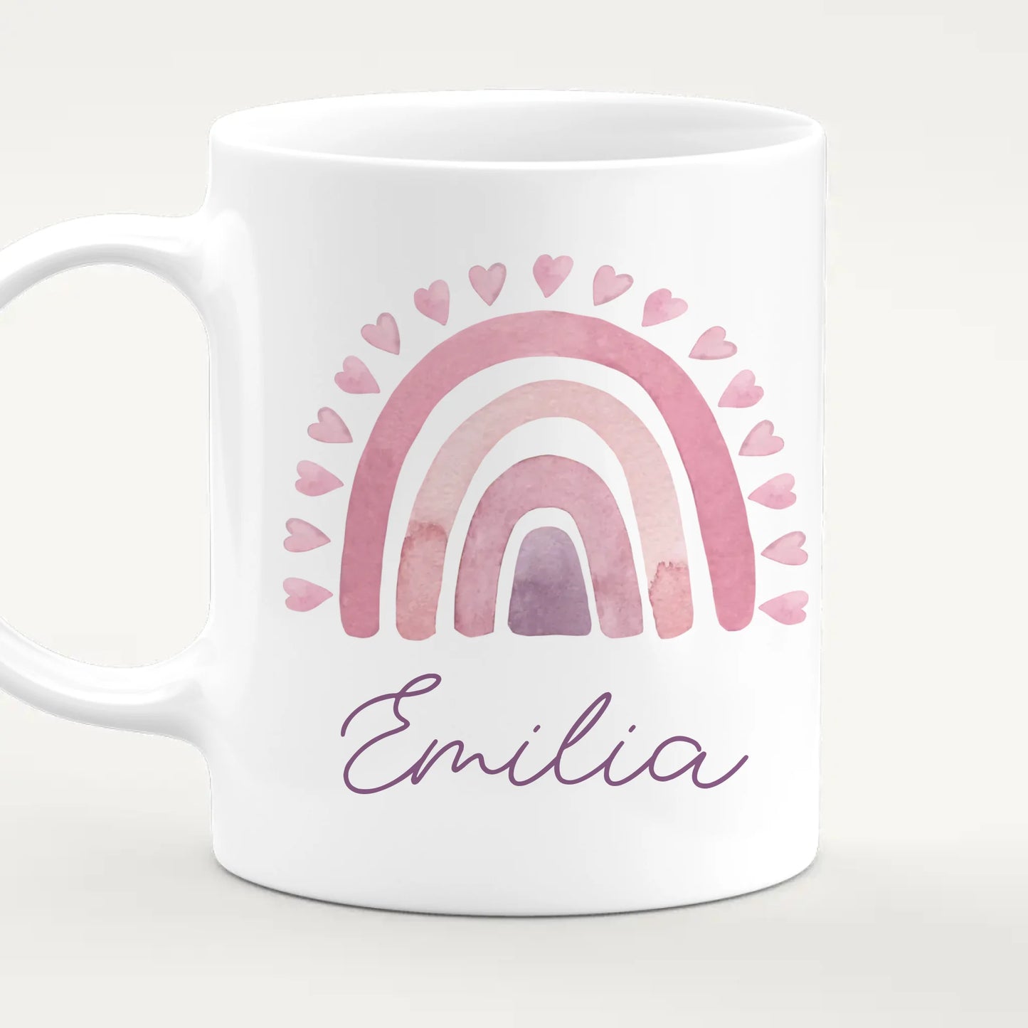 Personalisierte Kindertasse mit Regenbogen und Namen