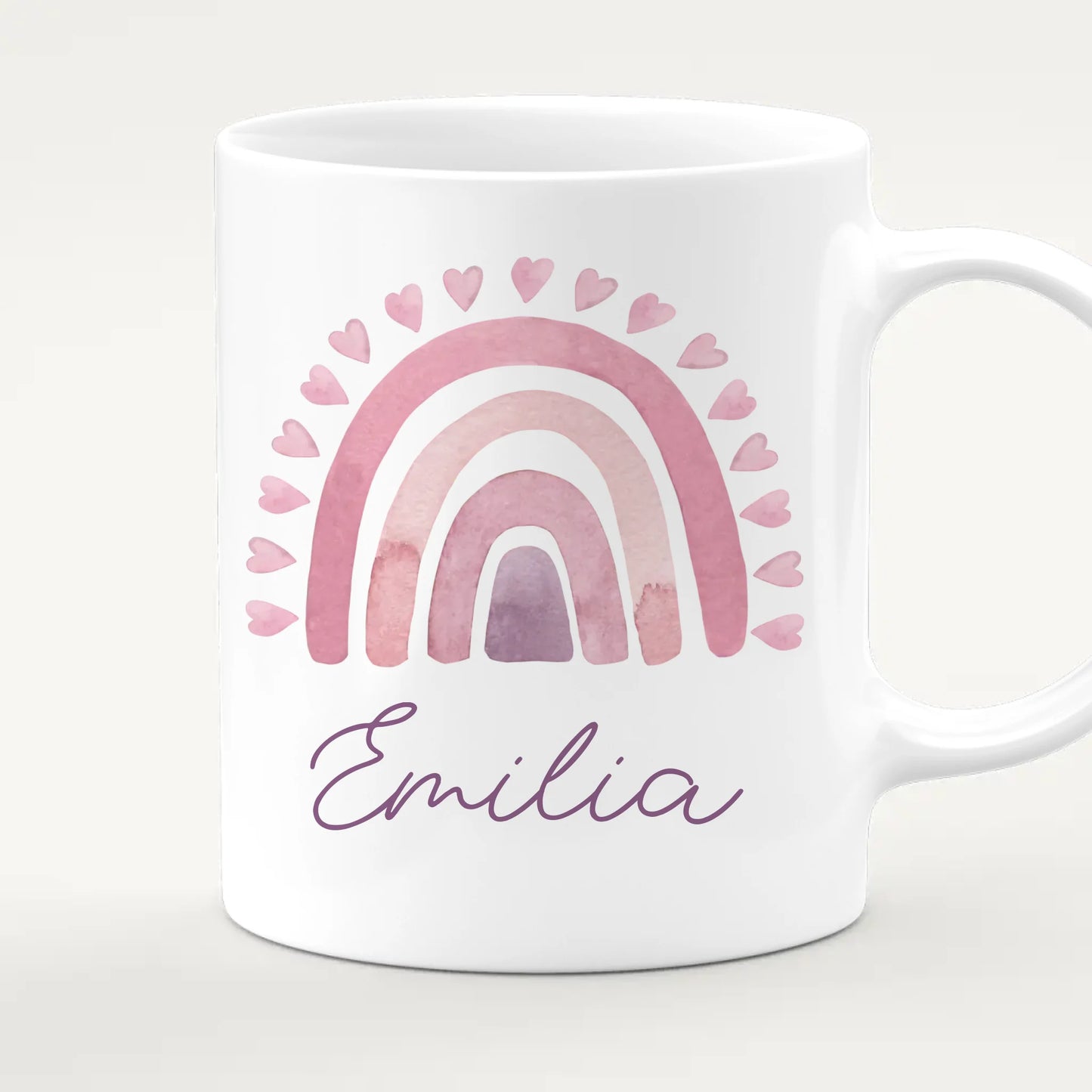Personalisierte Kindertasse mit Regenbogen und Namen