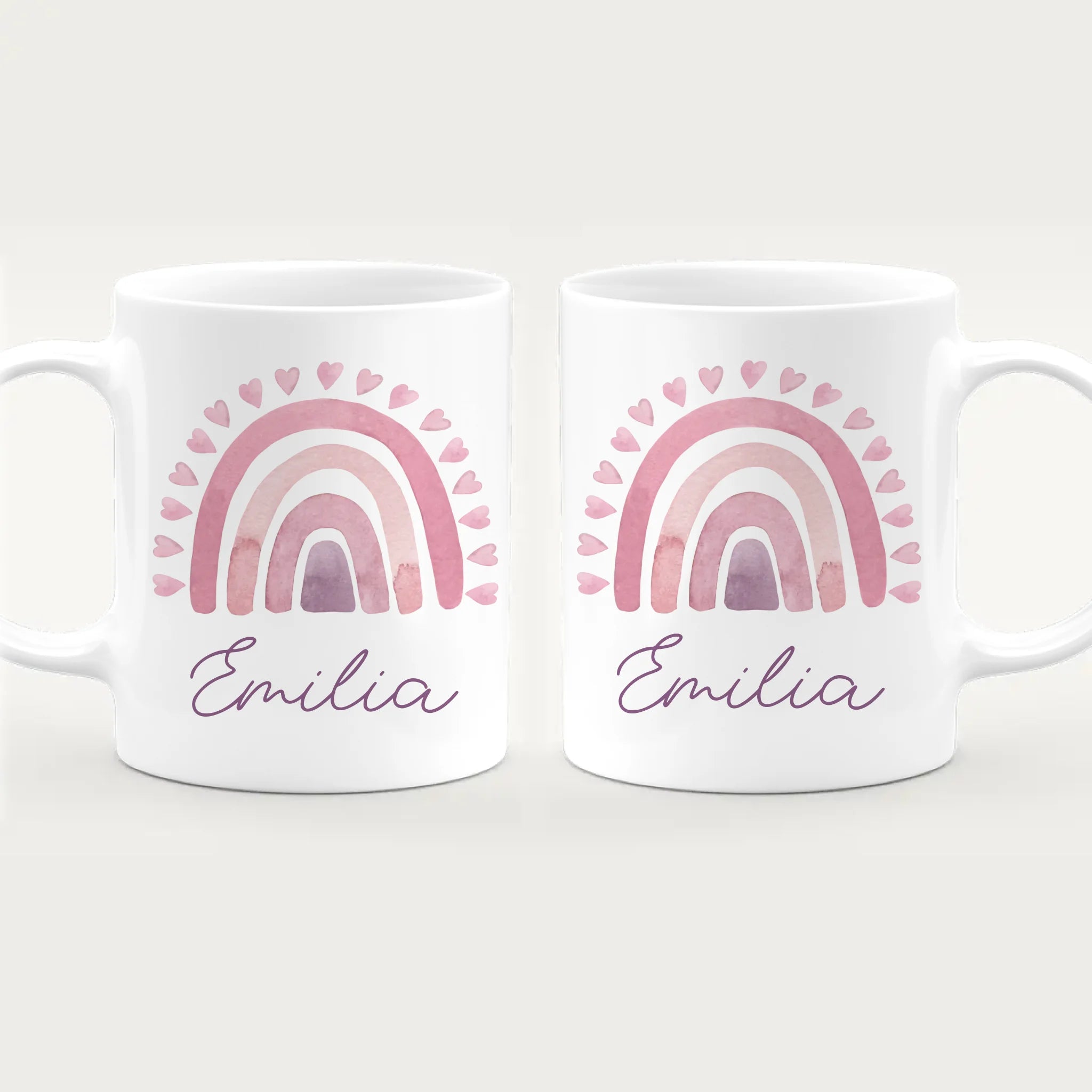 Personalisierte Kindertasse mit Regenbogen und Namen