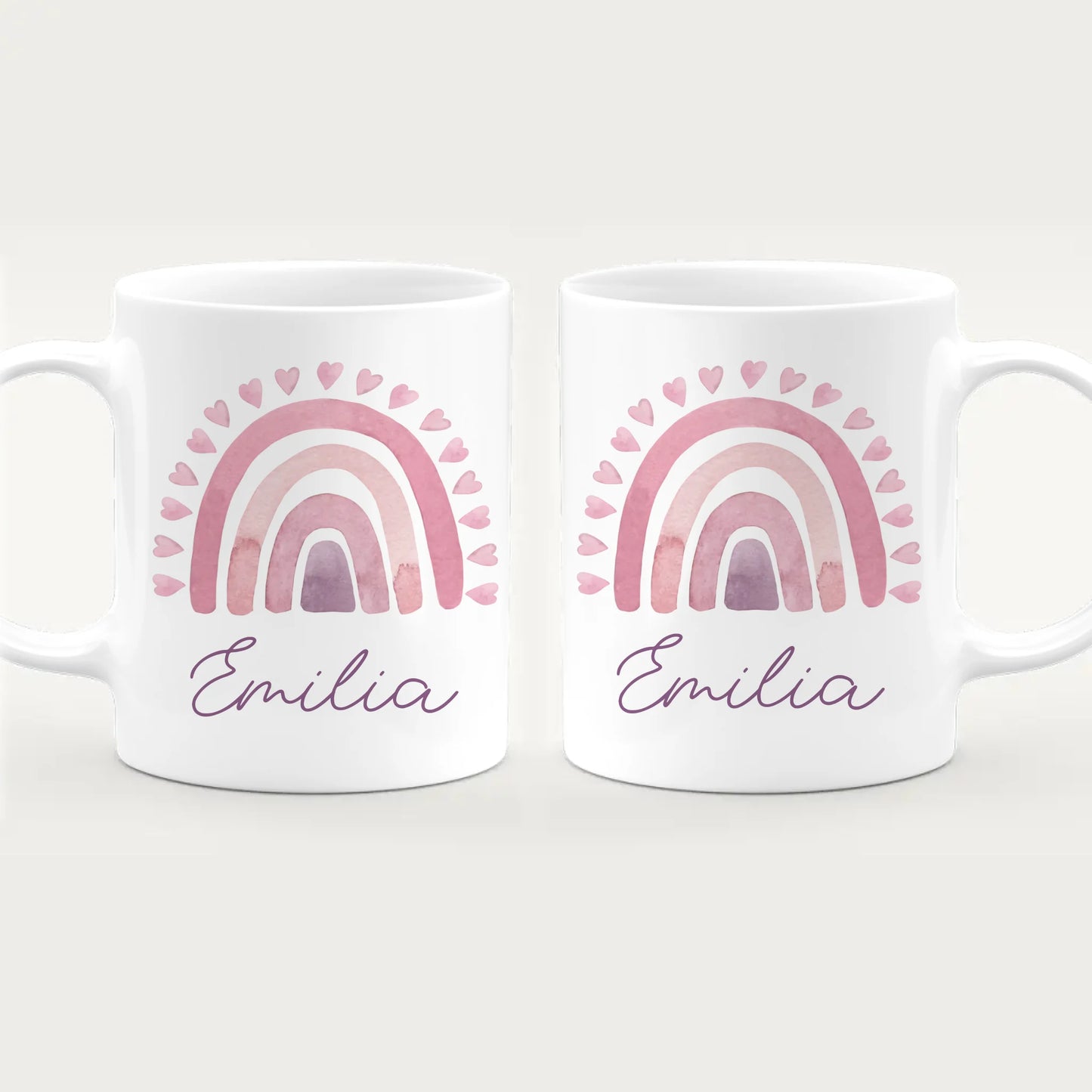 Personalisierte Kindertasse mit Regenbogen und Namen