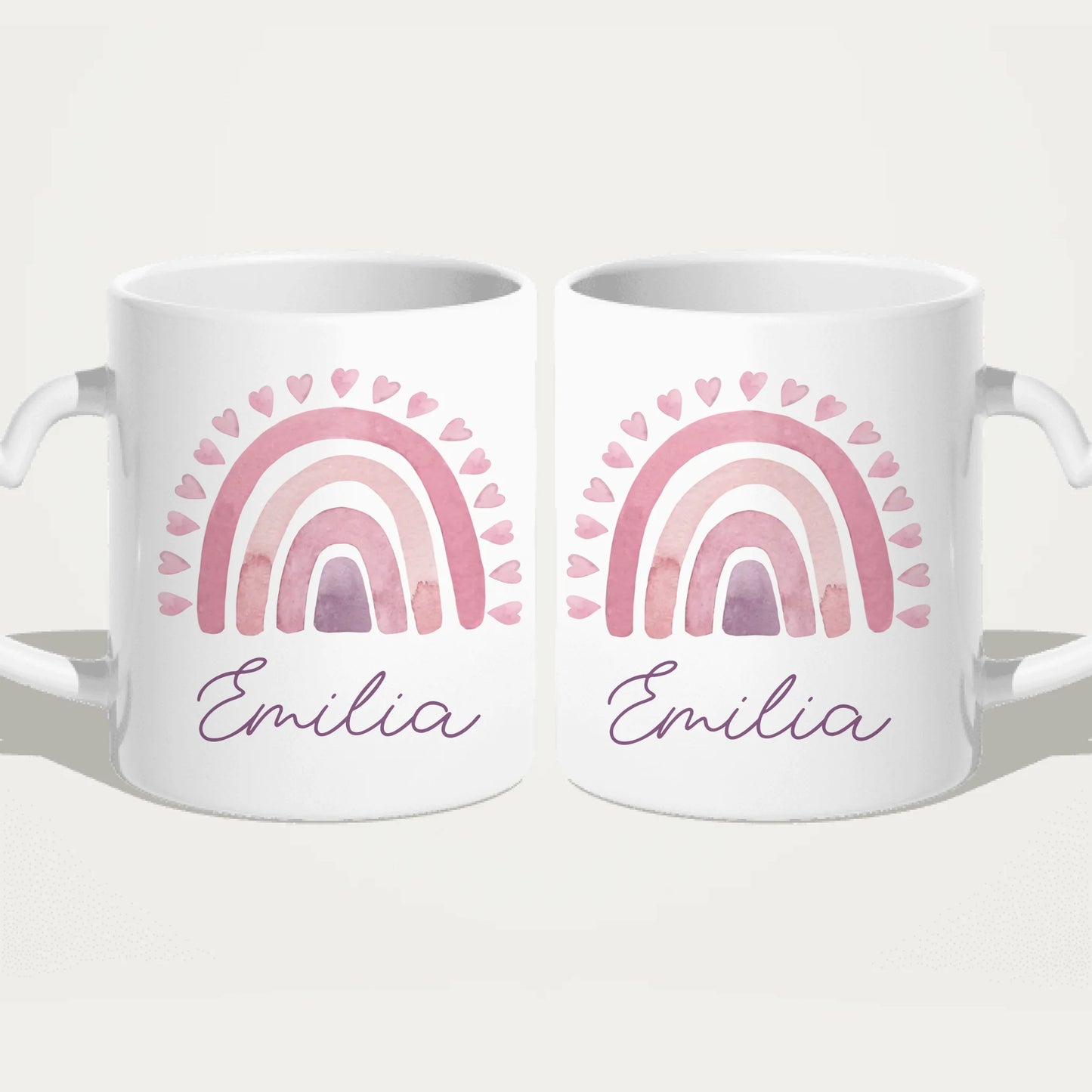 Personalisierte Kindertasse mit Regenbogen und Namen