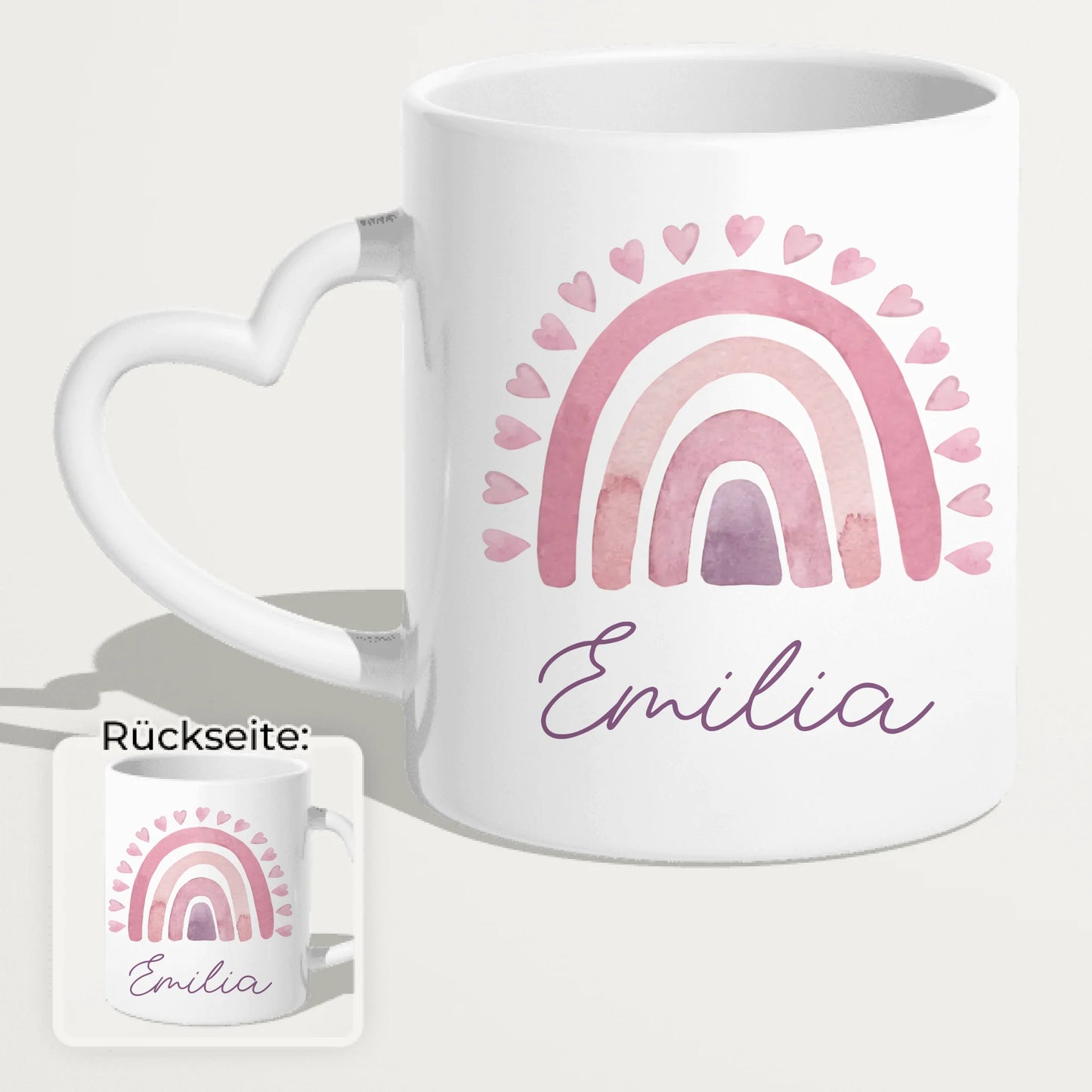 Personalisierte Kindertasse mit Regenbogen und Namen