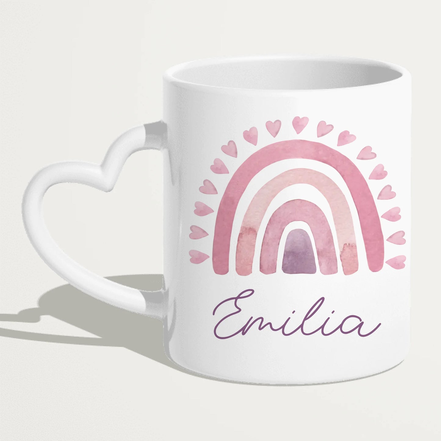 Personalisierte Kindertasse mit Regenbogen und Namen