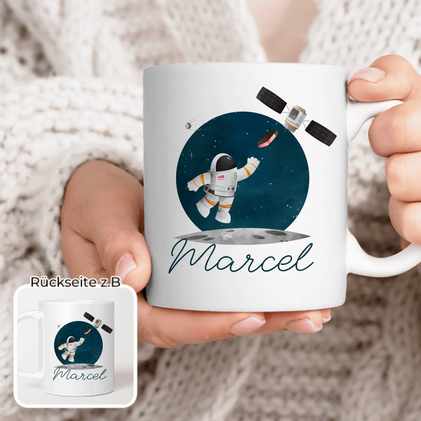 Personalisierte Kindertasse mit Astronaut und Namen