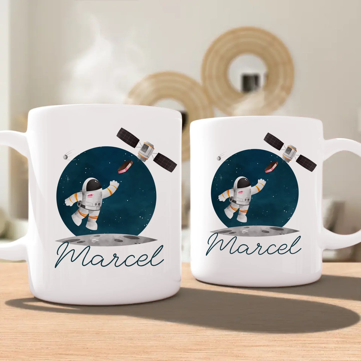 Personalisierte Kindertasse mit Astronaut und Namen