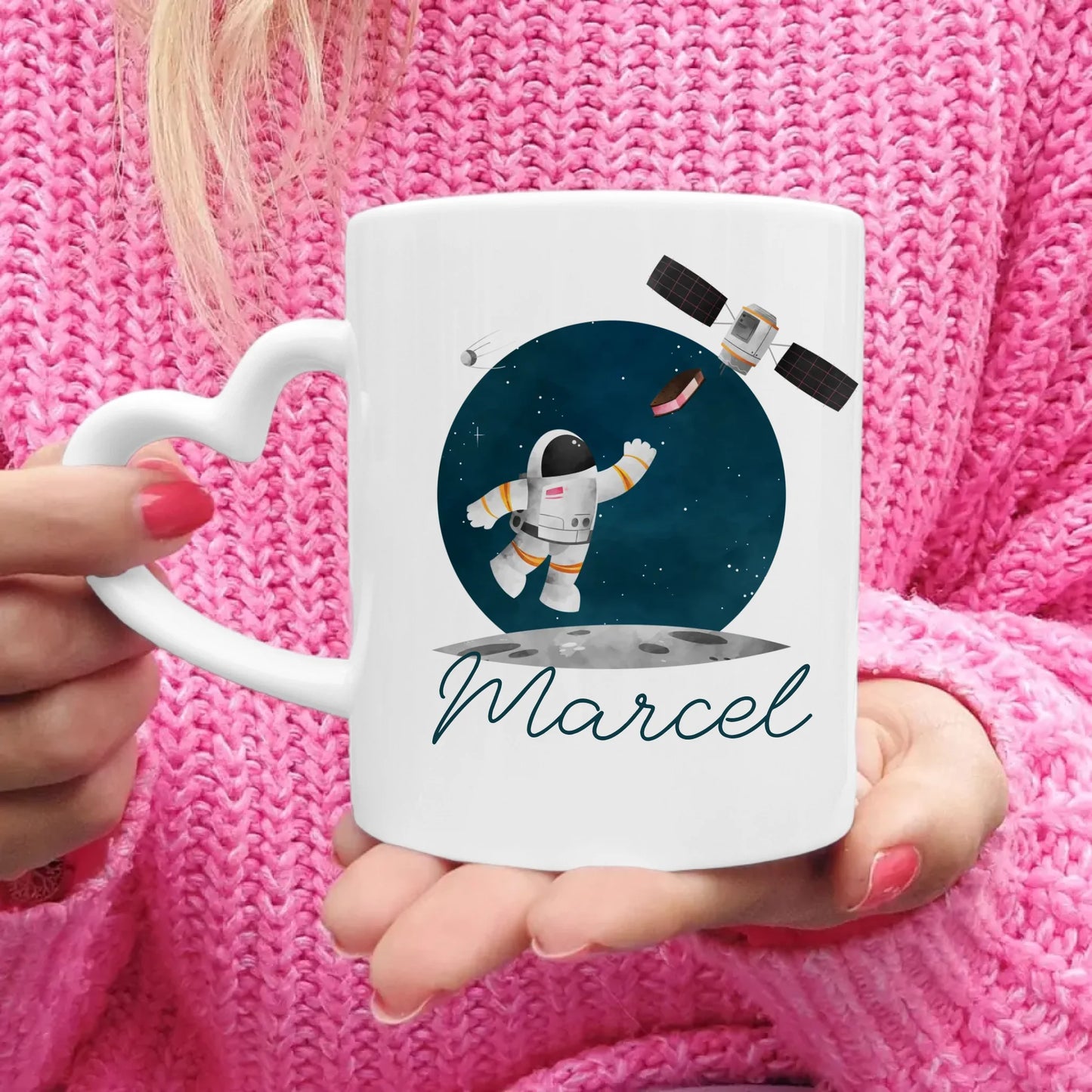 Personalisierte Kindertasse mit Astronaut und Namen