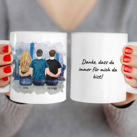 Personalisierte Tasse mit Vater/Tochter/Sohn (1 Tochter + 1 Sohn)