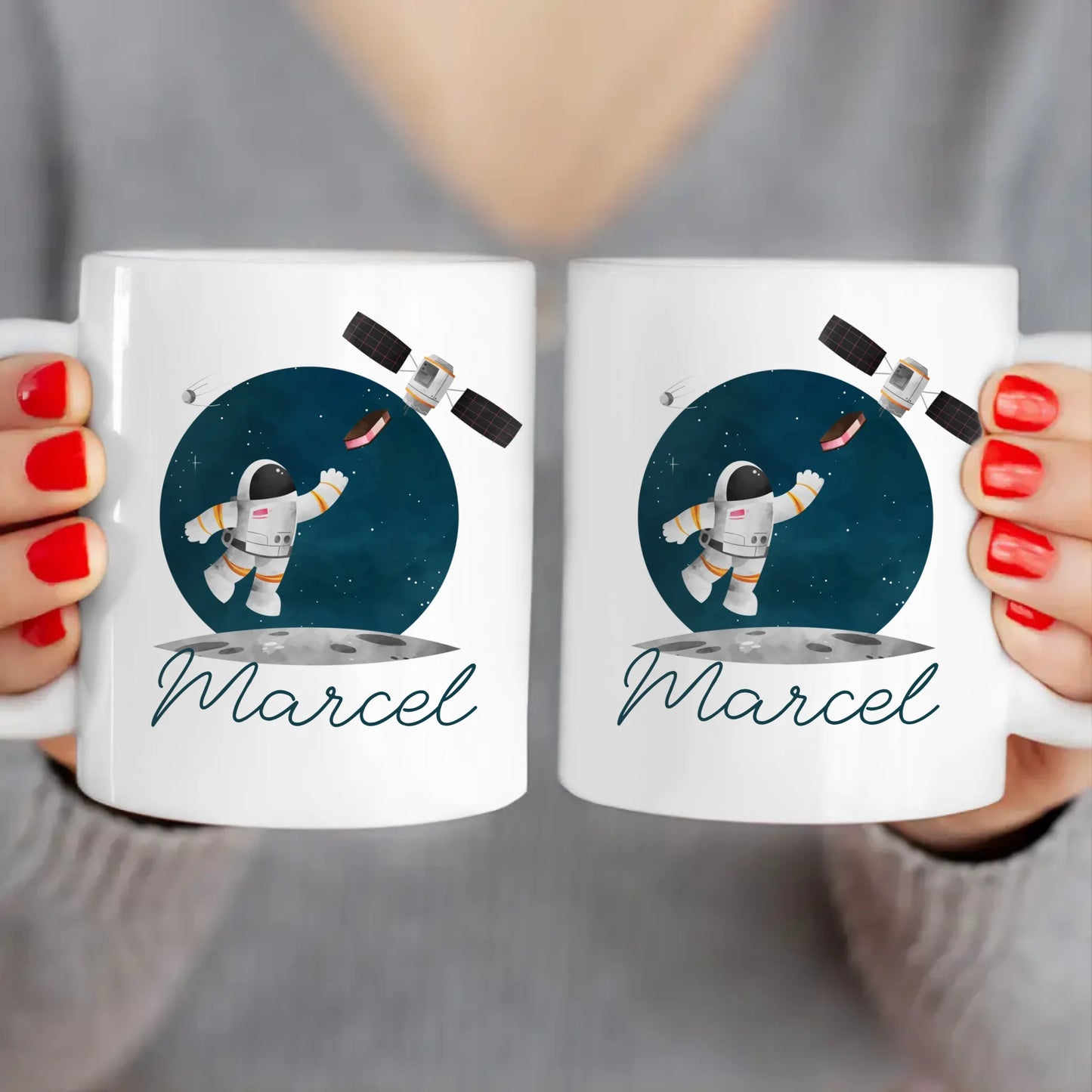 Personalisierte Kindertasse mit Astronaut und Namen