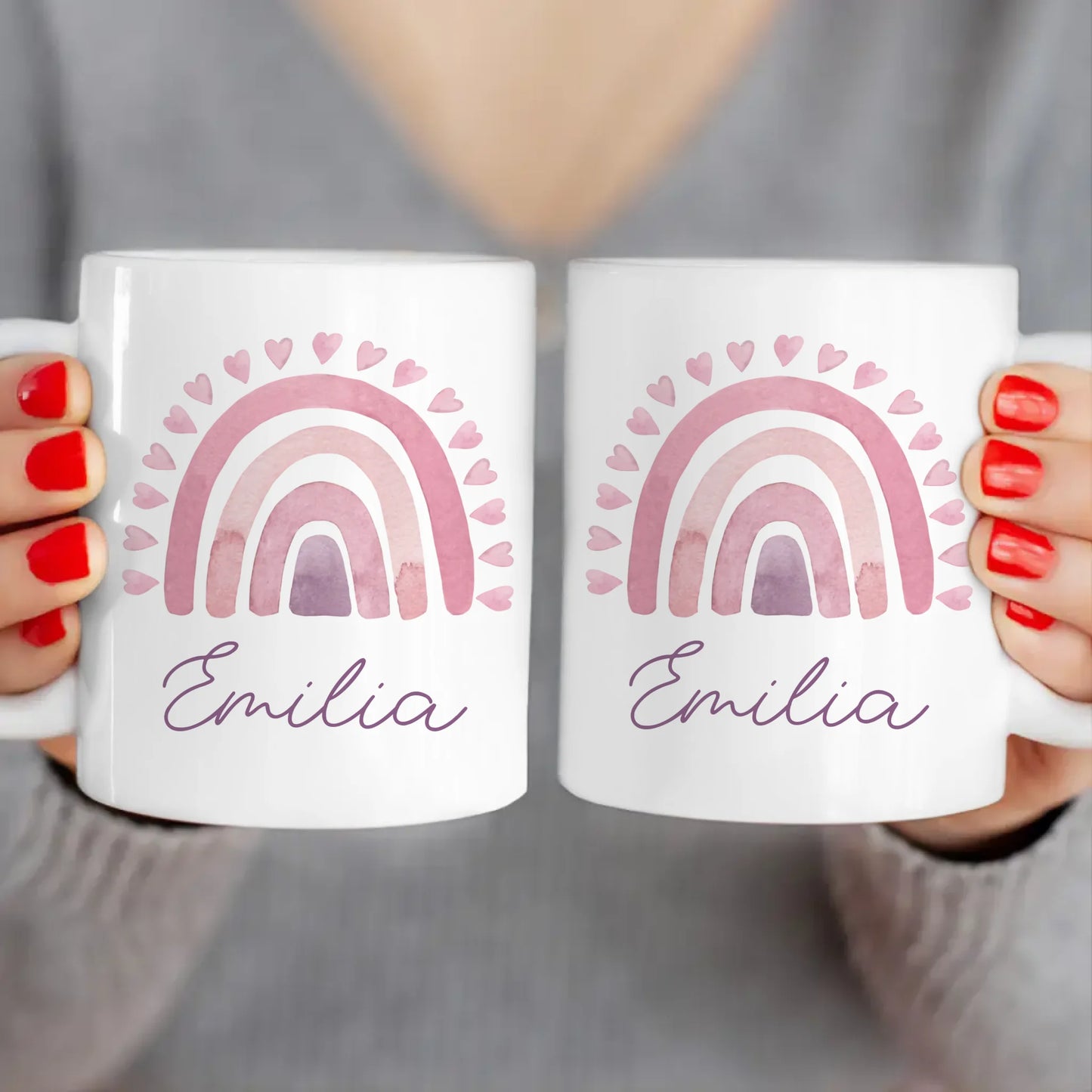 Personalisierte Kindertasse mit Regenbogen und Namen