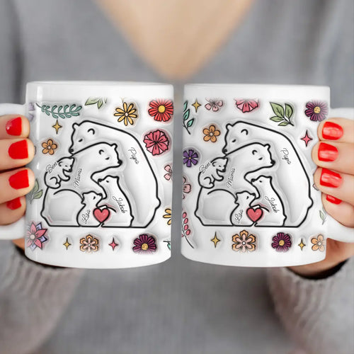 Personalisierte Tasse - Bärenfamilie mit 1-7 Kindern