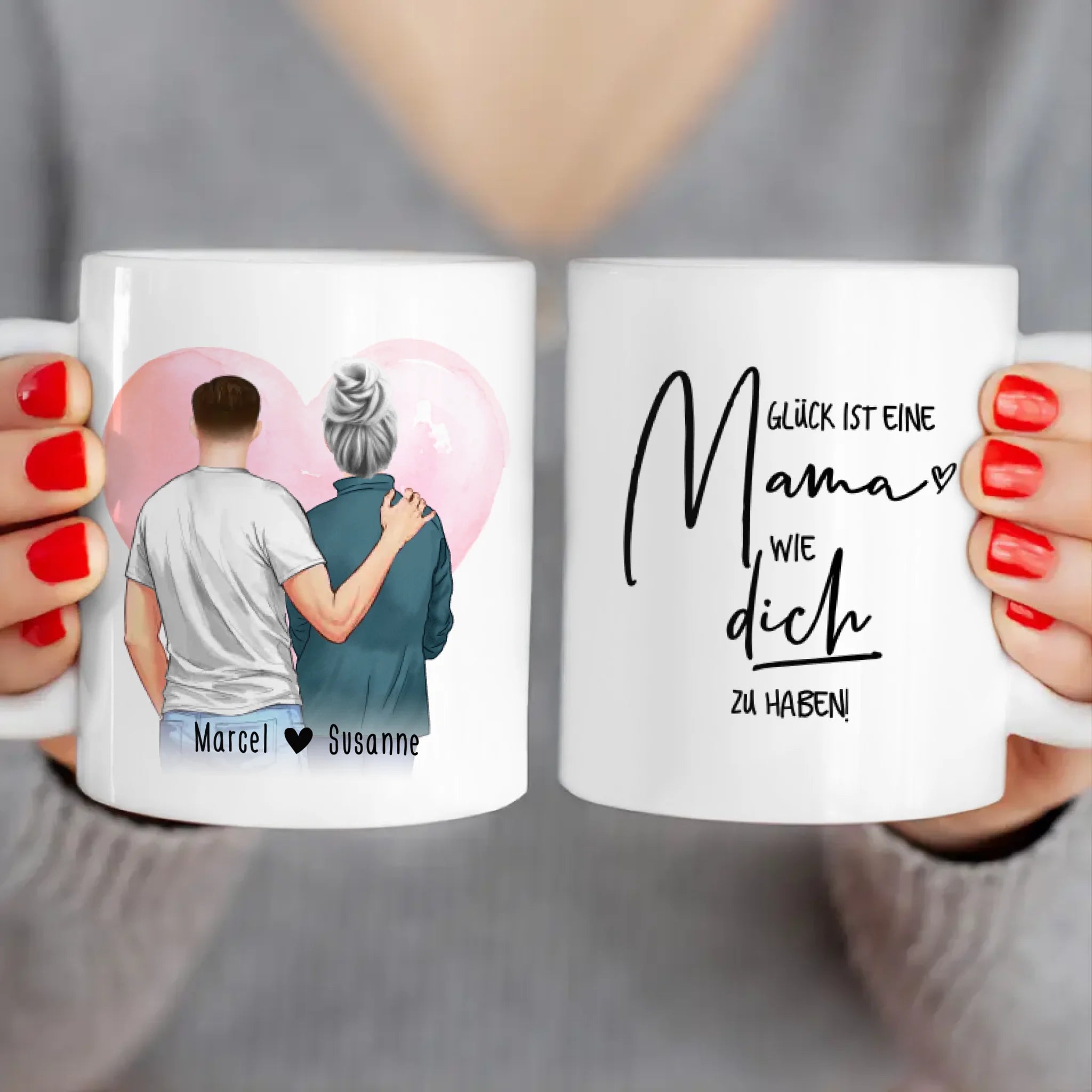 Personalisierte Tasse - Mutter/Mama + Sohn (stehend)