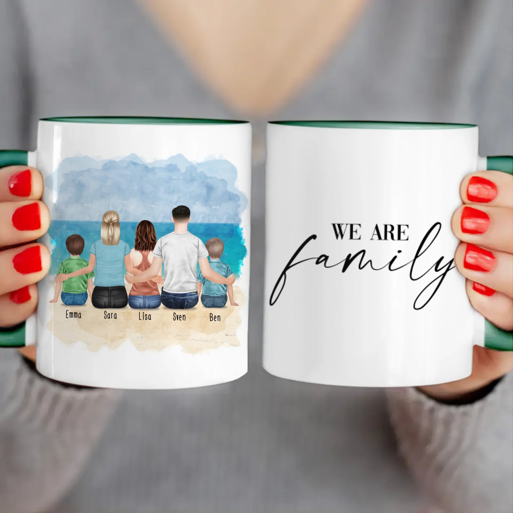 Personalisierte Tasse mit Familie (2 Kinder + 1 Teenanger)