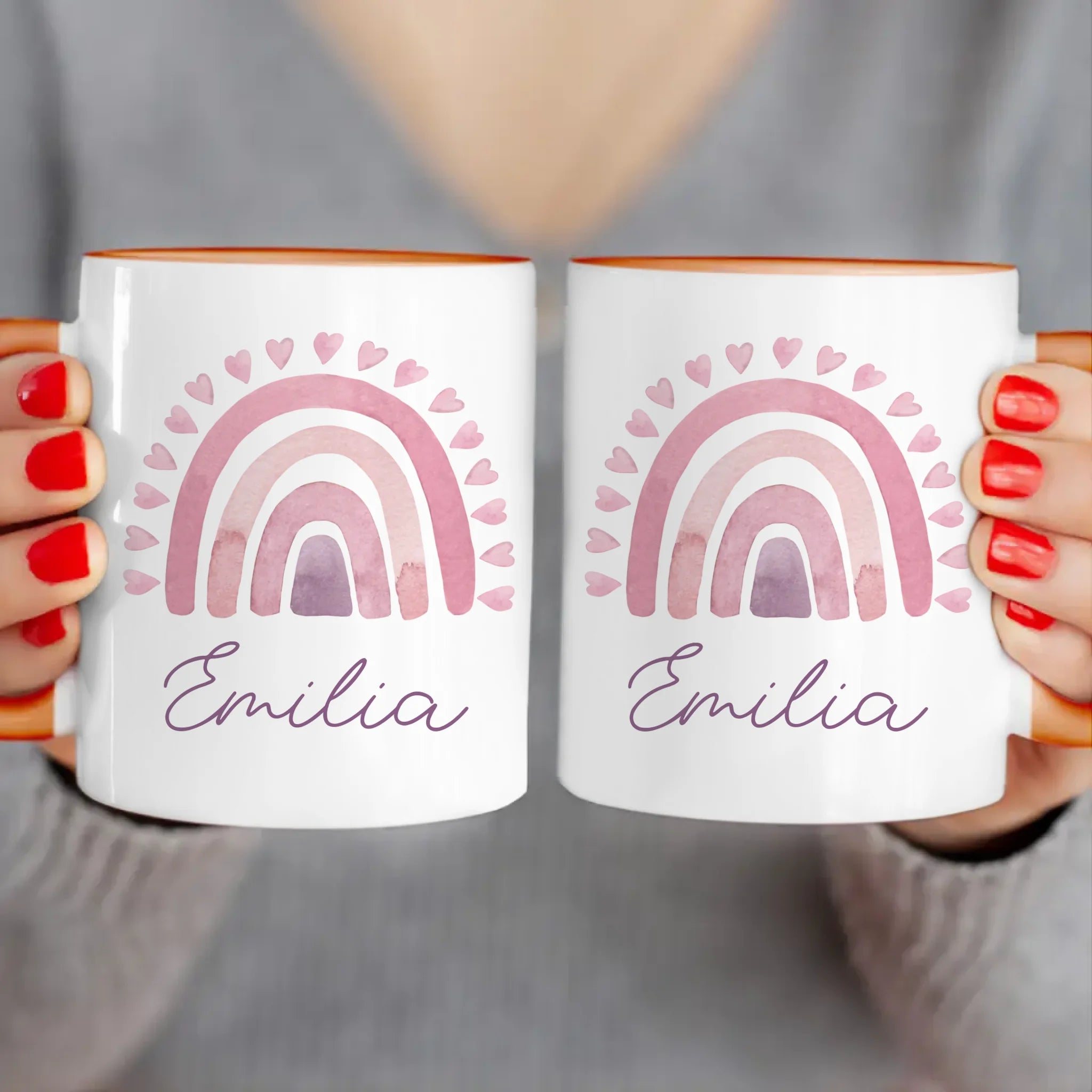 Personalisierte Kindertasse mit Regenbogen und Namen