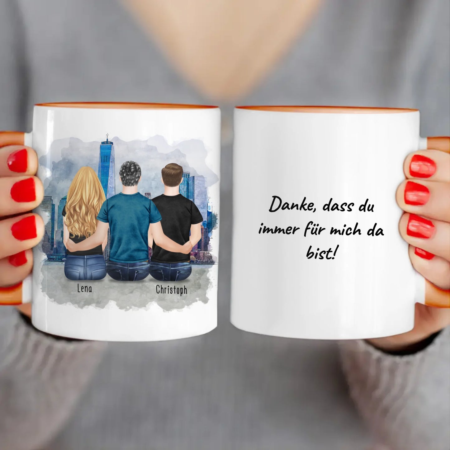 Personalisierte Tasse mit Vater/Tochter/Sohn (1 Tochter + 1 Sohn)