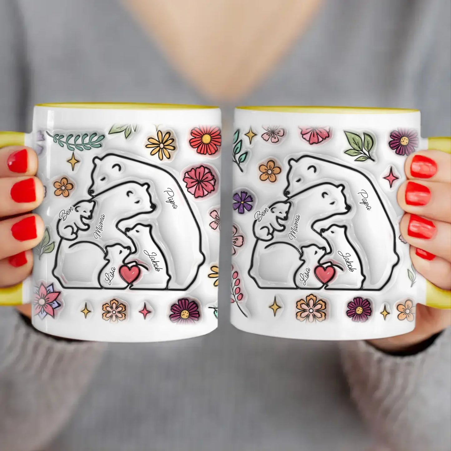 Personalisierte Tasse - Bärenfamilie mit 1-7 Kindern