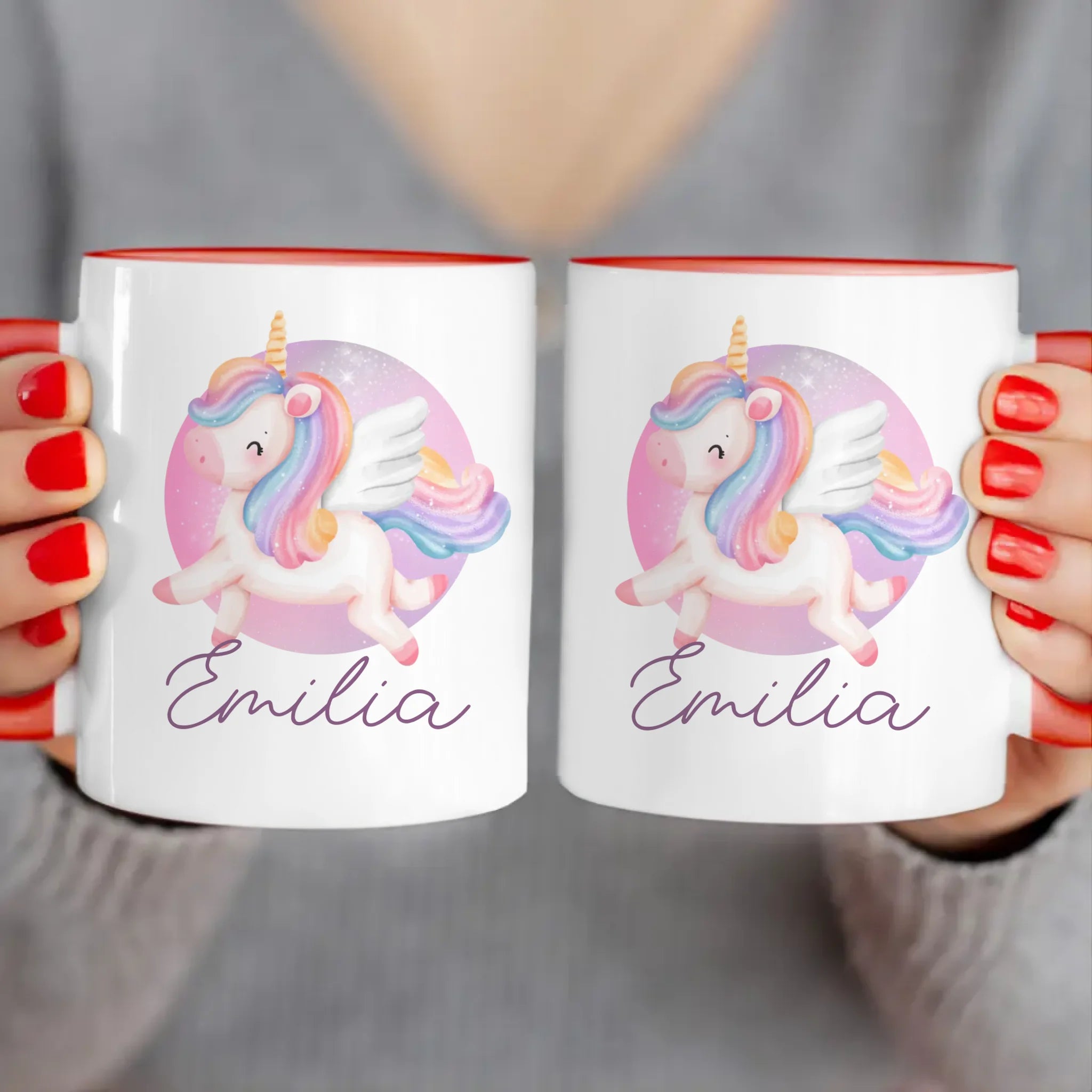 Personalisierte Kindertasse mit Einhorn und Namen