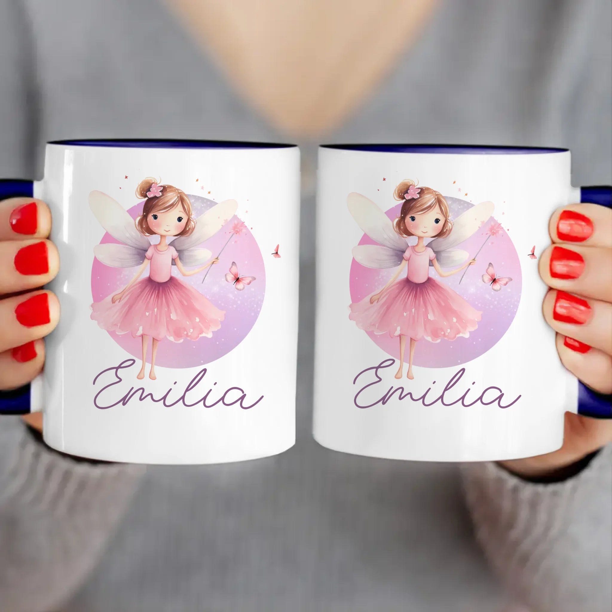 Personalisierte Kindertasse mit Fee und Namen