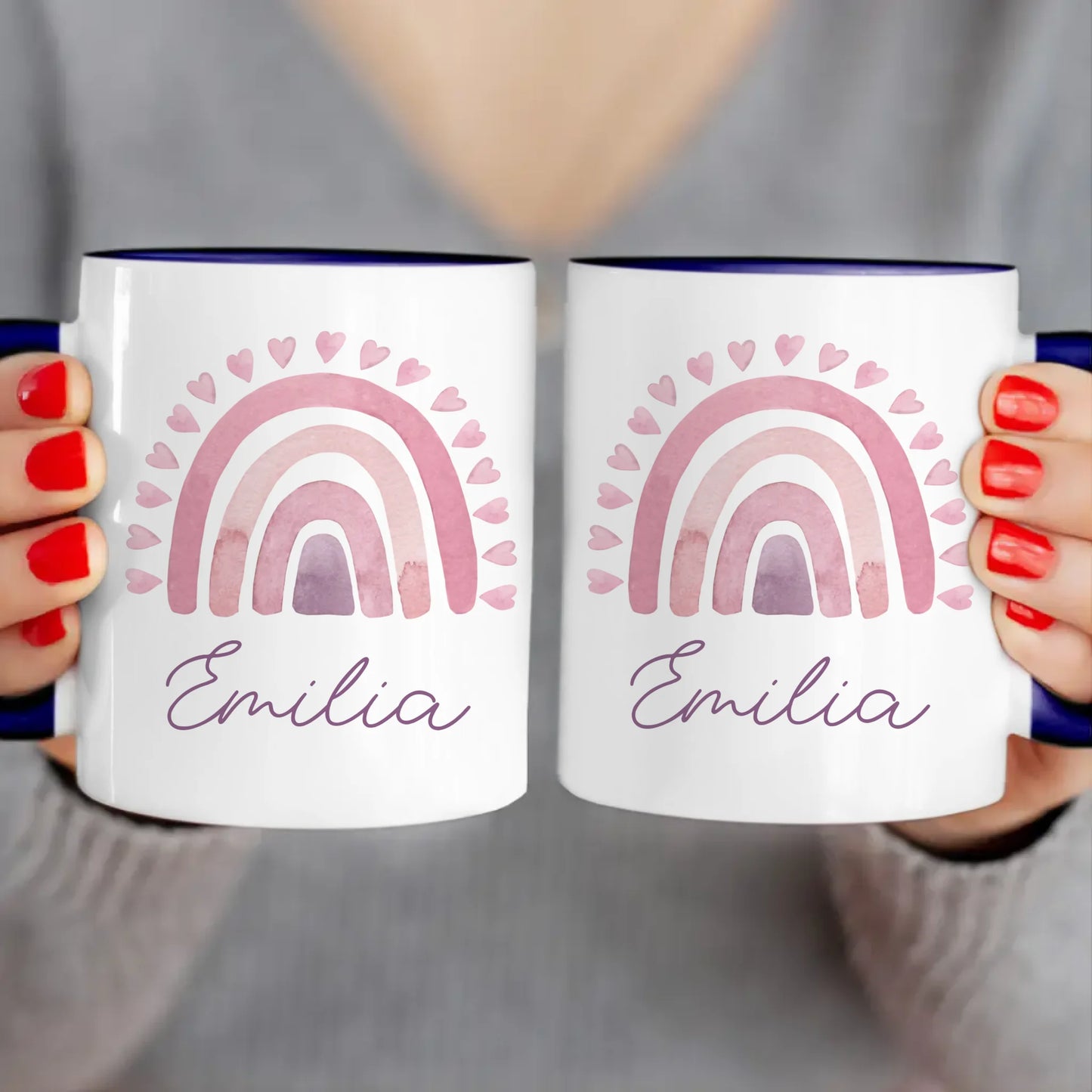 Personalisierte Kindertasse mit Regenbogen und Namen